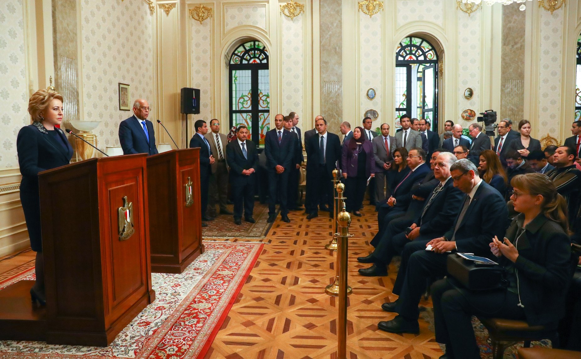 Брифинг Председателя СФ В. Матвиенко и Председателя Палаты депутатов Арабской Республики Египет Али Абдель Аля