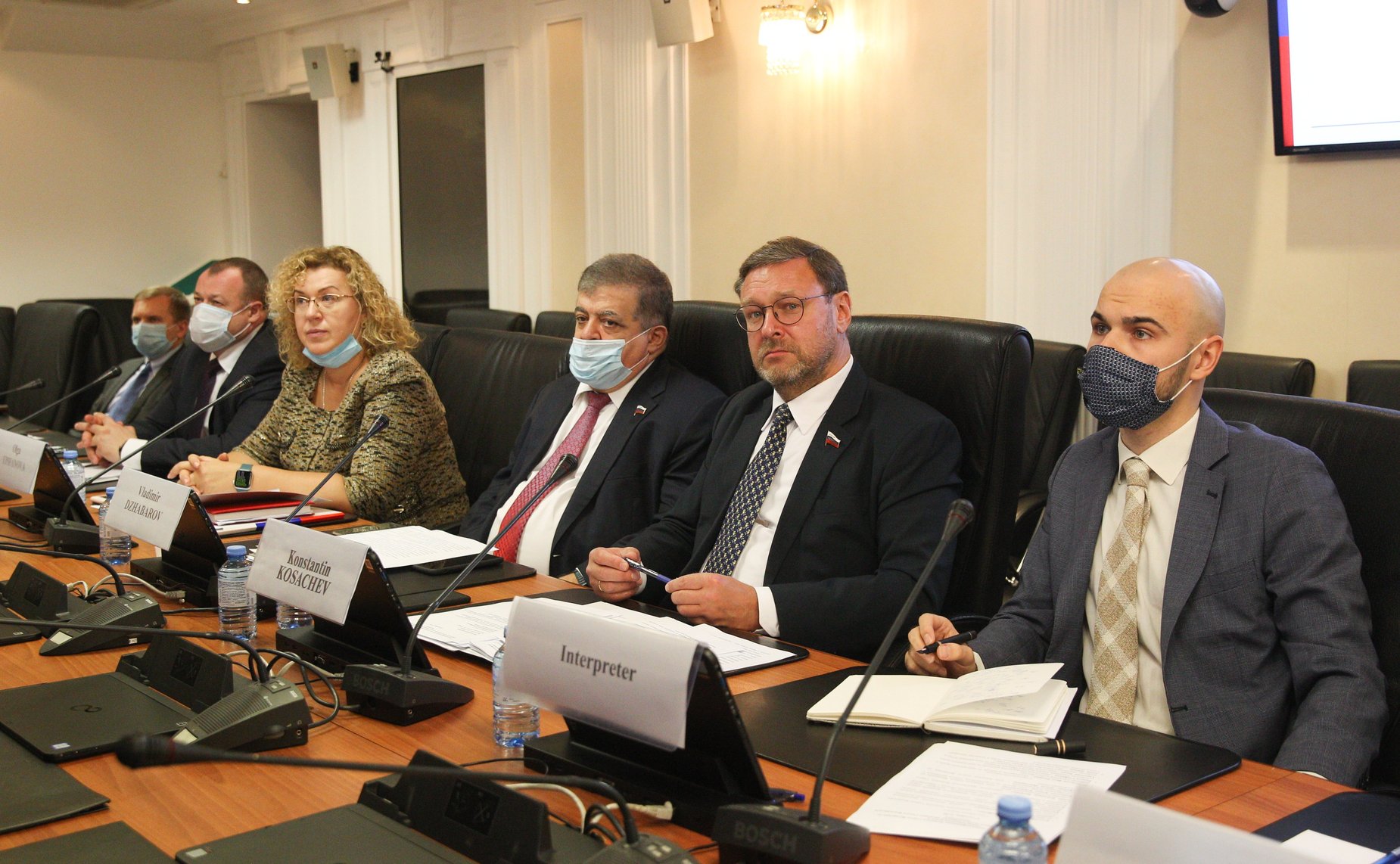 Видеоконференция Комитета СФ по международным делам и Комиссии по иностранным делам и вопросам миграции Сената Итальянской Республики