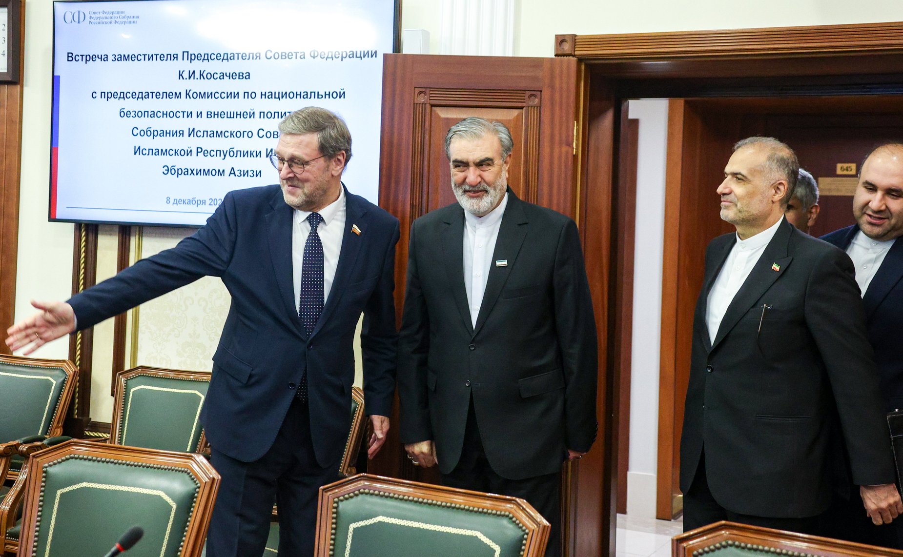 Встреча сенаторов РФ с председателем Комиссии по национальной безопасности и внешней политике Меджлиса Исламского Совета Исламской Республики Иран