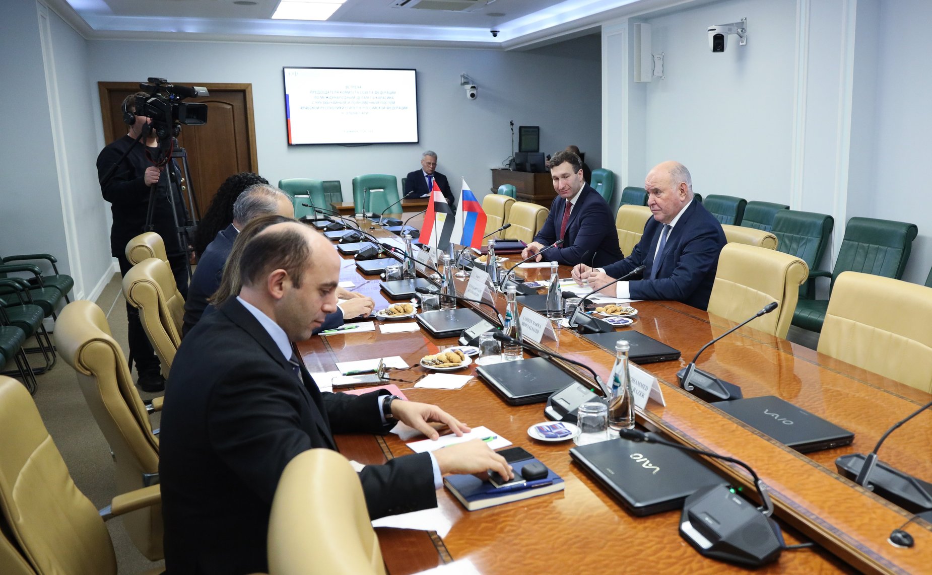 Встреча председателя Комитета Совета Федерации по международным делам Григория Карасина с Чрезвычайным и Полномочным Послом Арабской Республики Египет в Российской Федерации