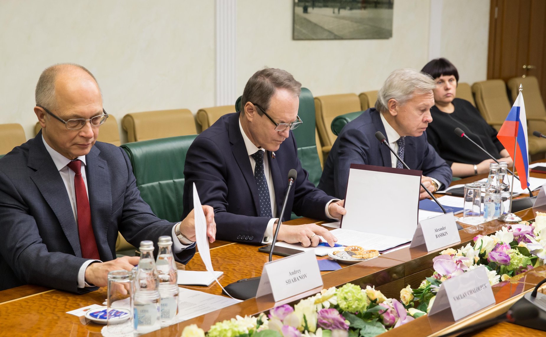 Встреча А. Пушкова с заместителем Председателя Сената Парламента Чешской Республики Милушей Горской