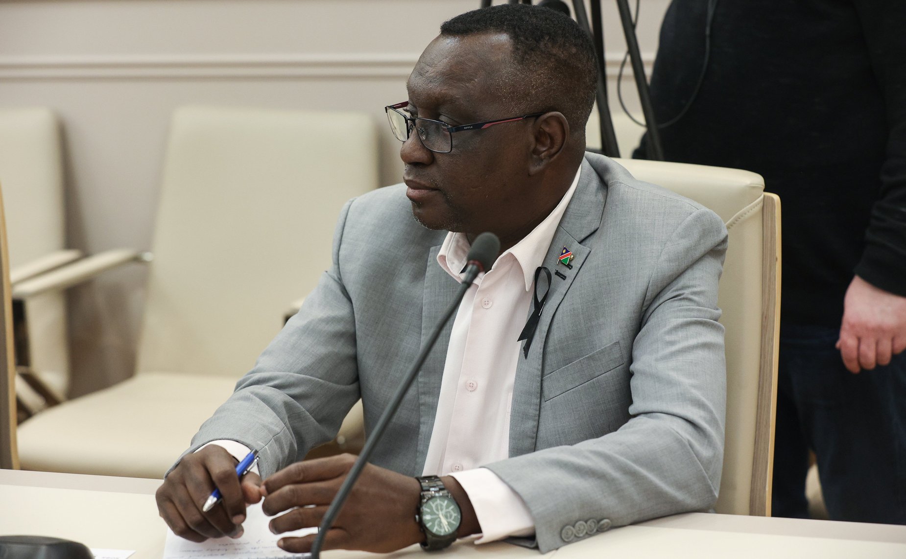 Встреча первого заместителя председателя Комитета СФ по бюджету и финансовым рынкам Николая Любимова с делегацией Национального совета Республики Намибии