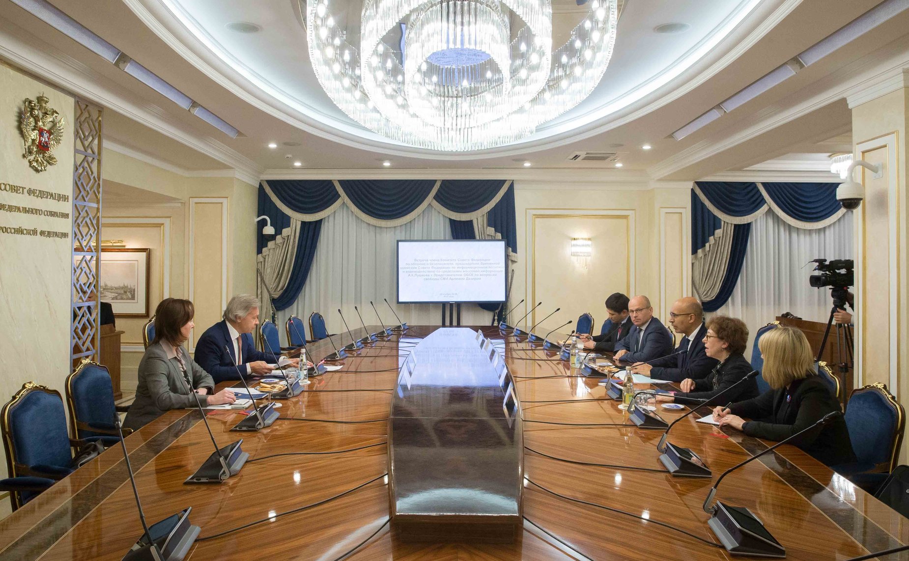 Встреча А. Пушкова с Представителем ОБСЕ по вопросам свободы СМИ А. Дезиром