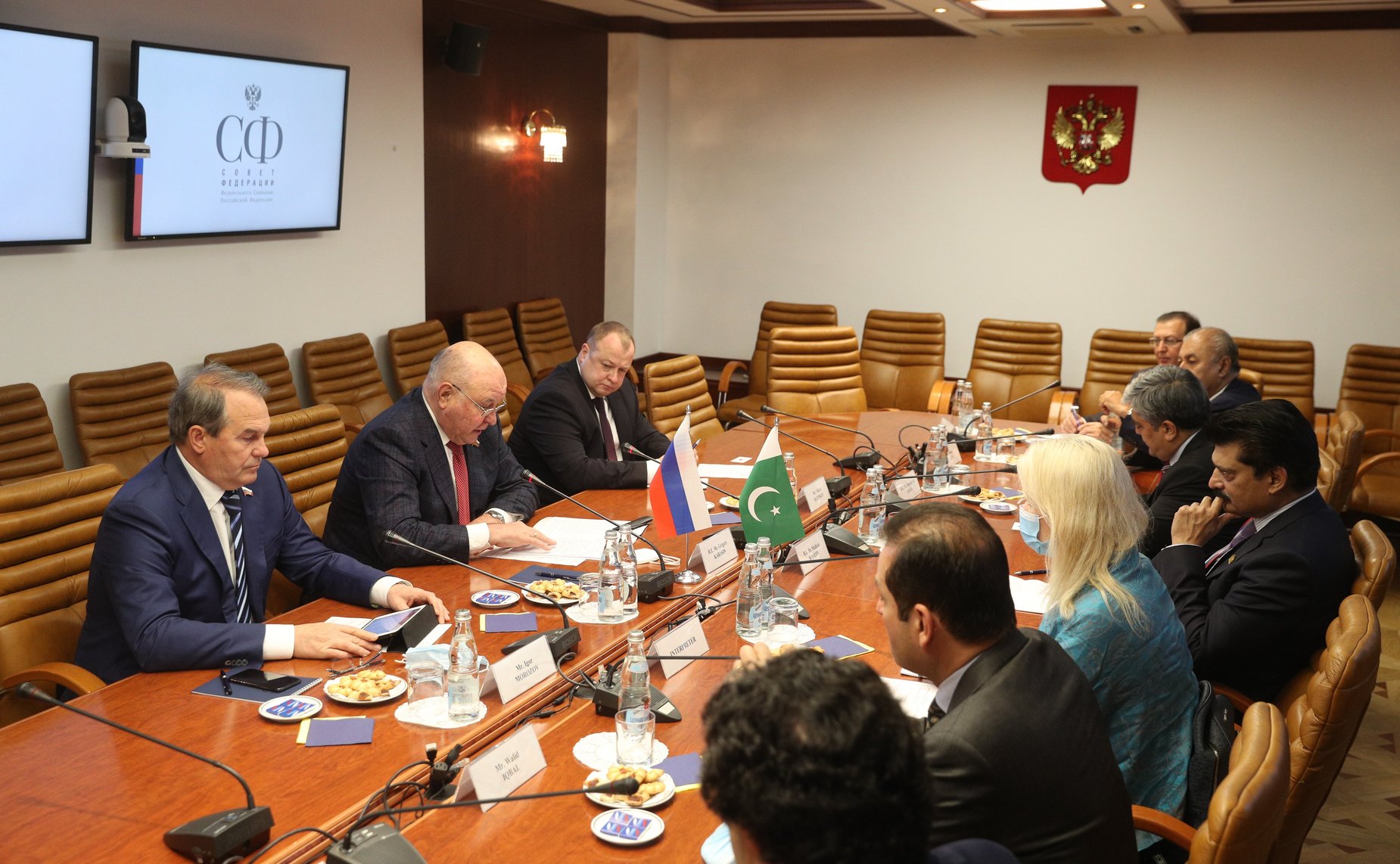 Встреча председателя Комитета СФ по международным делам Григория Карасина с лидером фракции «Движение за справедливость» в Сенате Исламской Республики Пакистан