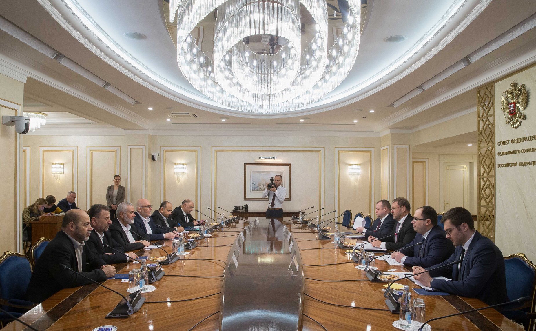 Встреча Константина Косачева с председателем Политбюро палестинского движения ХАМАС Исмаилом Ханией