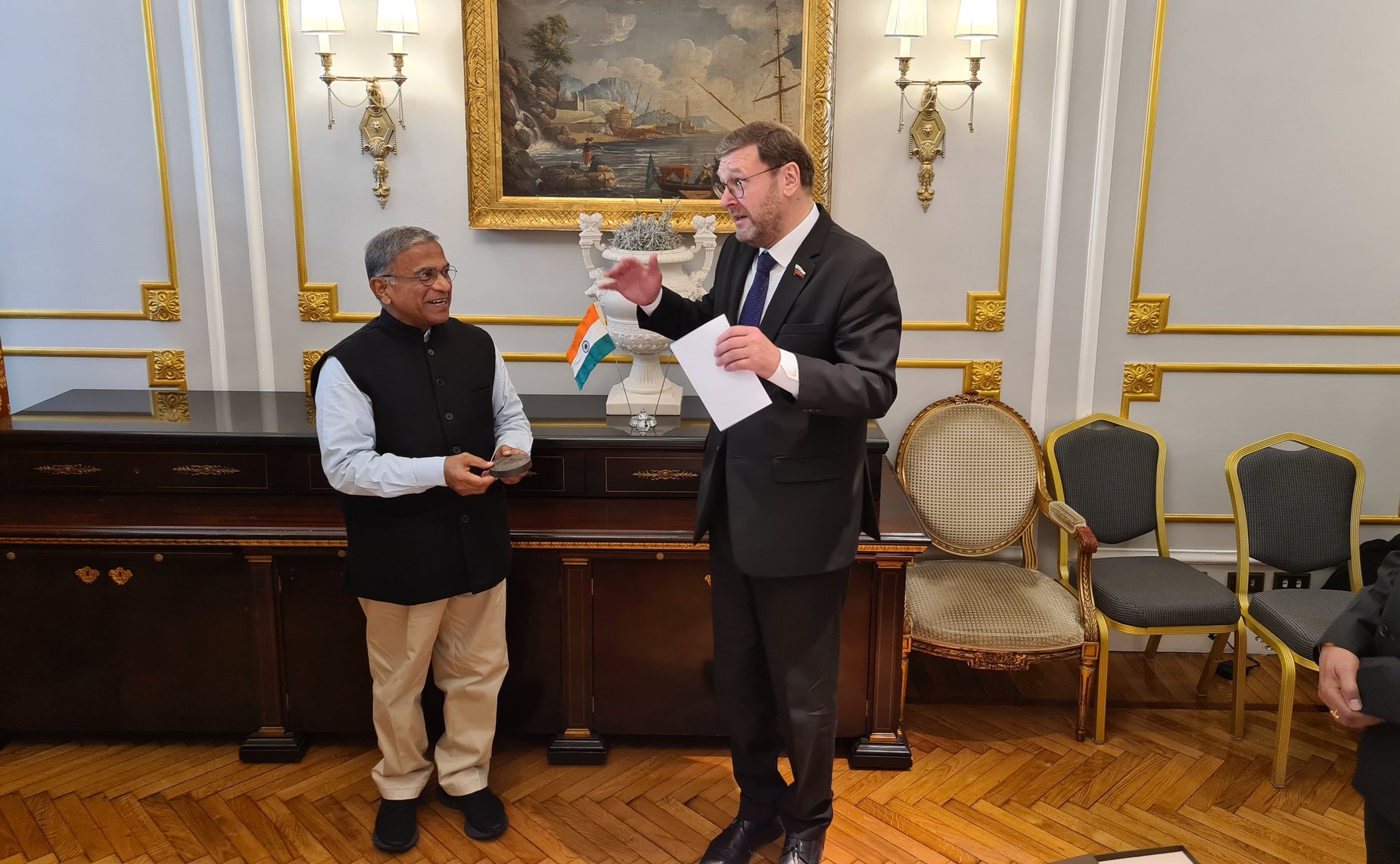 Встреча заместителя Председателя СФ Константина Косачева и заместителя Председателя Совета штатов Парламента Индии Х.Б. Нараян Сингха