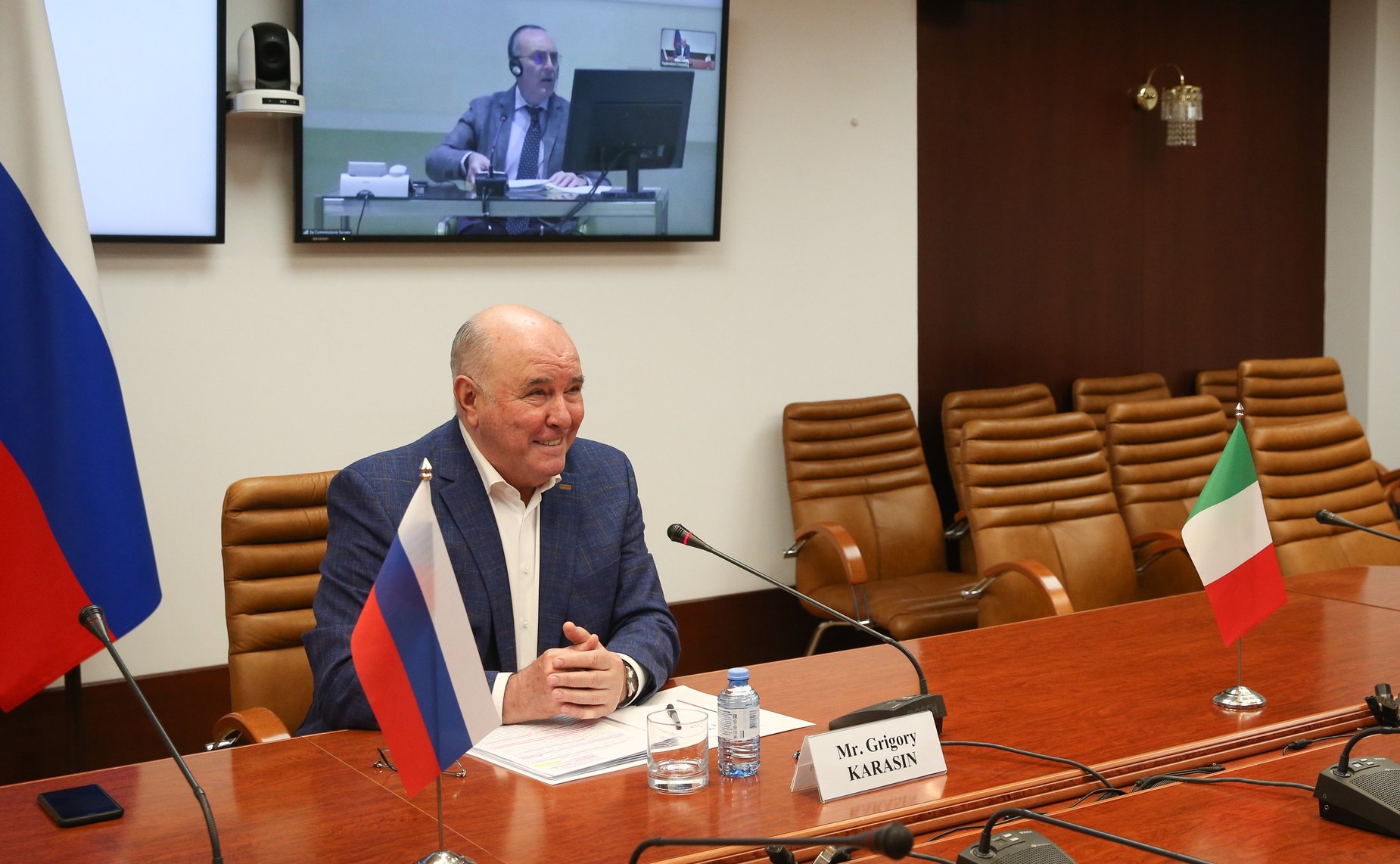 Встреча Григория Карасина с председателем Комиссии по иностранным делам и миграции Сената Итальянской Республики Вито Петрочелли