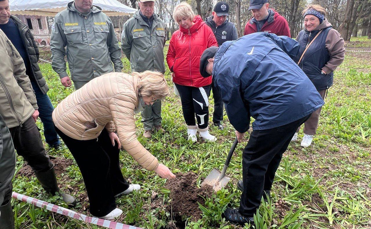 Анатолий Артамонов принял участие в посадке на территории усадьбы саженцев дуба