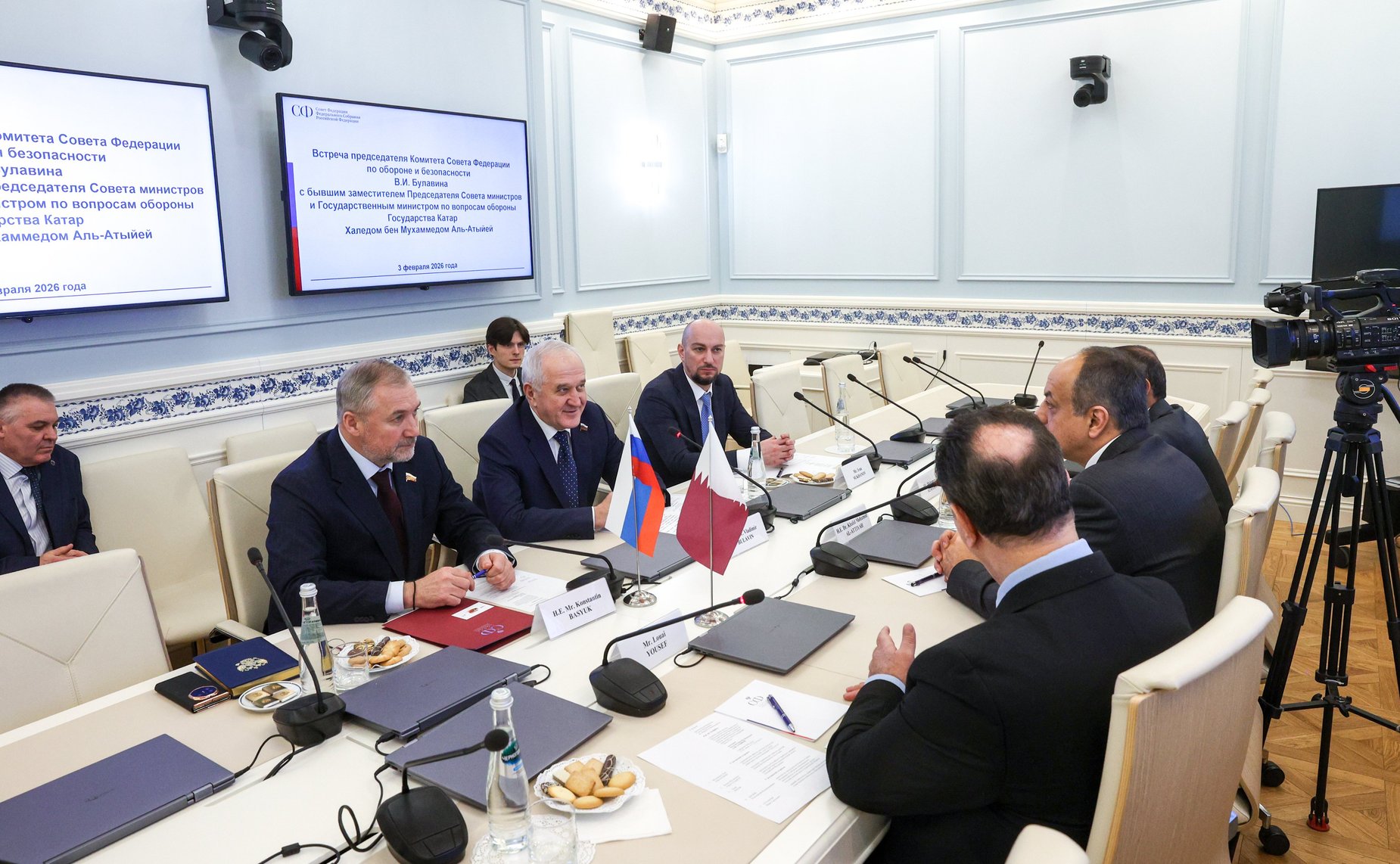 Встреча Владимира Булавина с бывшим заместителем Председателя Совета министров и Государственным министром по вопросам обороны Государства Катар Халедом бен Мухаммедом Аль-Атыйей
