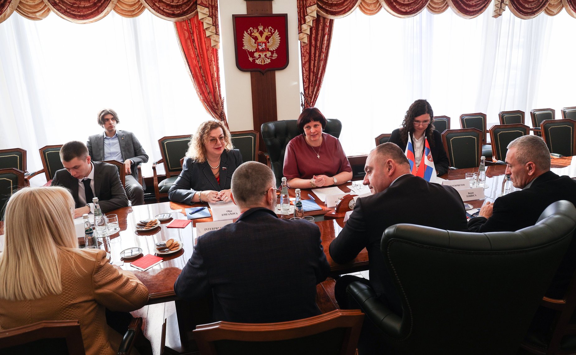 Встреча руководителя группы по сотрудничеству Совета Федерации с Народной скупщиной Республики Сербии Елены Афанасьевой с делегацией Народной скупщины Республики Сербии