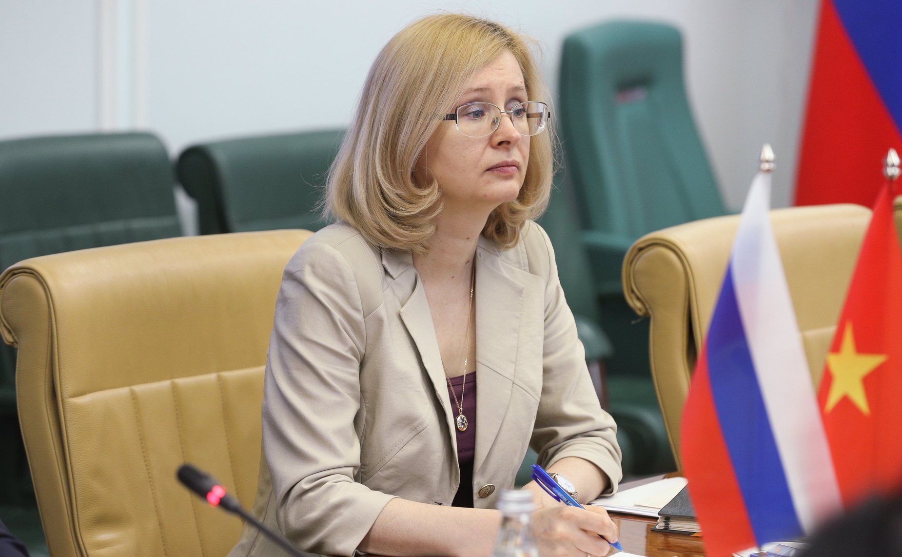 Встреча председателя Комитета СФ по международным делам Григория Карасина с Чрезвычайным и Полномочным Послом Социалистической Республики Вьетнам в РФ Данг Минь Кхоем