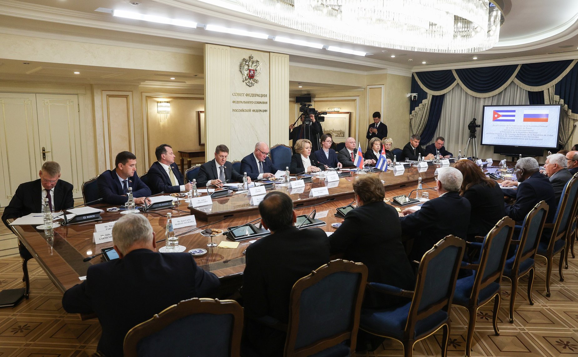 Встреча Председателя Совета Федерации Валентины Матвиенко с Председателем Национальной ассамблеи народной власти и Государственного Совета Республики Куба Эстебаном Ласо Эрнандесом