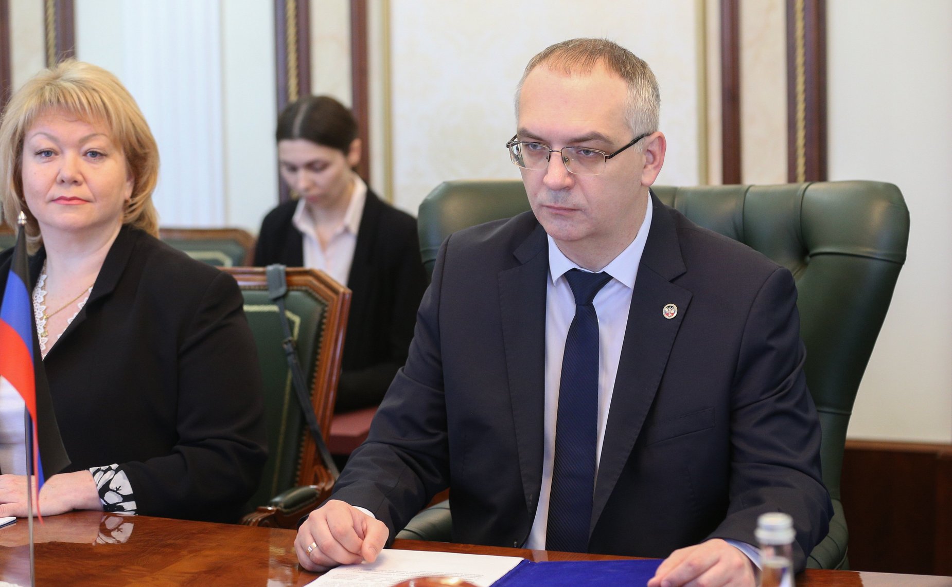 Встреча заместителя Председателя Совета Федерации Константина Косачева с Председателем Народного Совета Донецкой Народной Республики Владимиром Бидёвкой