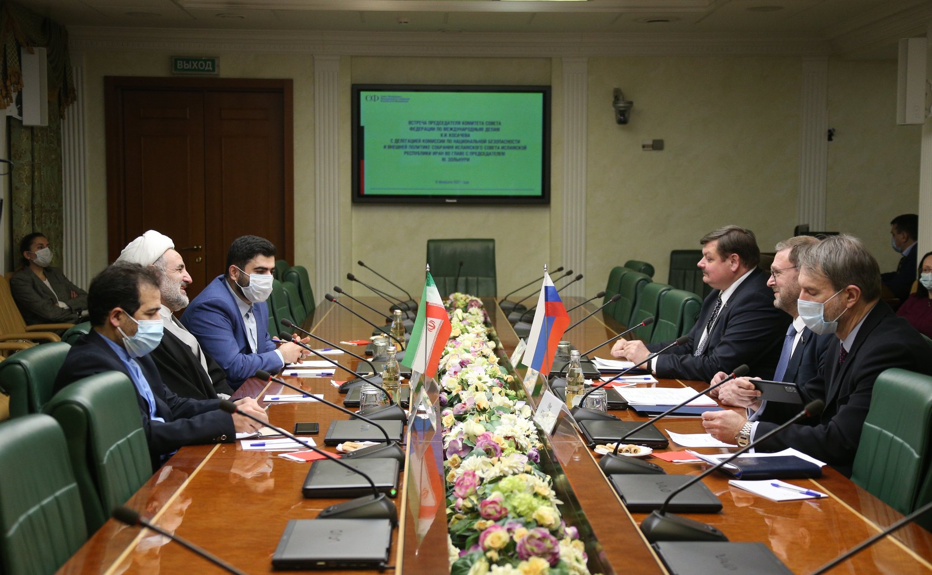 Встреча Константина Косачева с делегацией Комиссии по национальной безопасности и внешней политике Собрания Исламского Совета Исламской Республики Иран во главе с председателем М. Зольнури