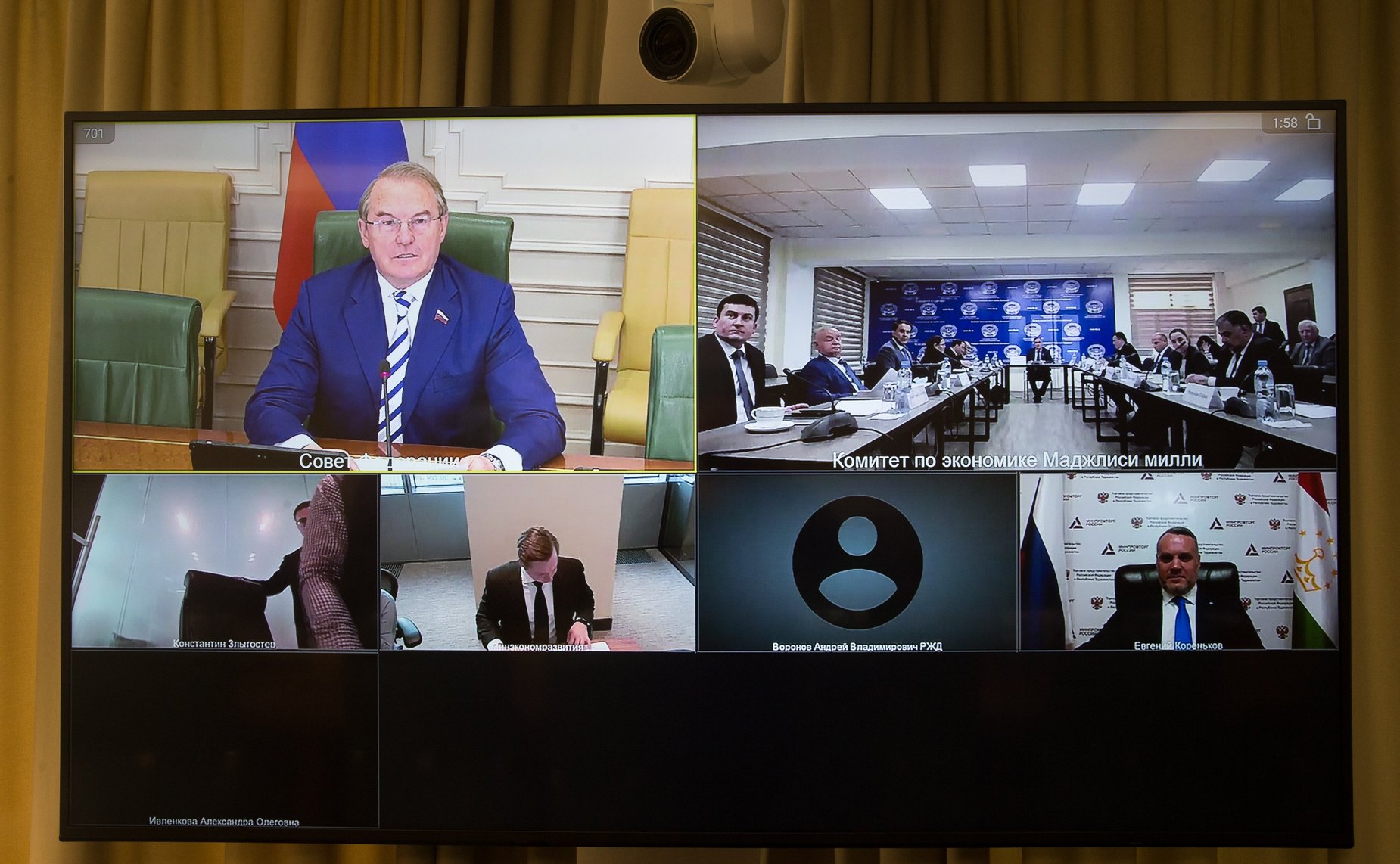 Совместное заседание Комитета СФ по экономической политике с профильными комитетами Маджлиси милли Маджлиси Оли Республики Таджикистан в рамках подготовки VII Межпарламентского форума «Таджикистан-Россия»
