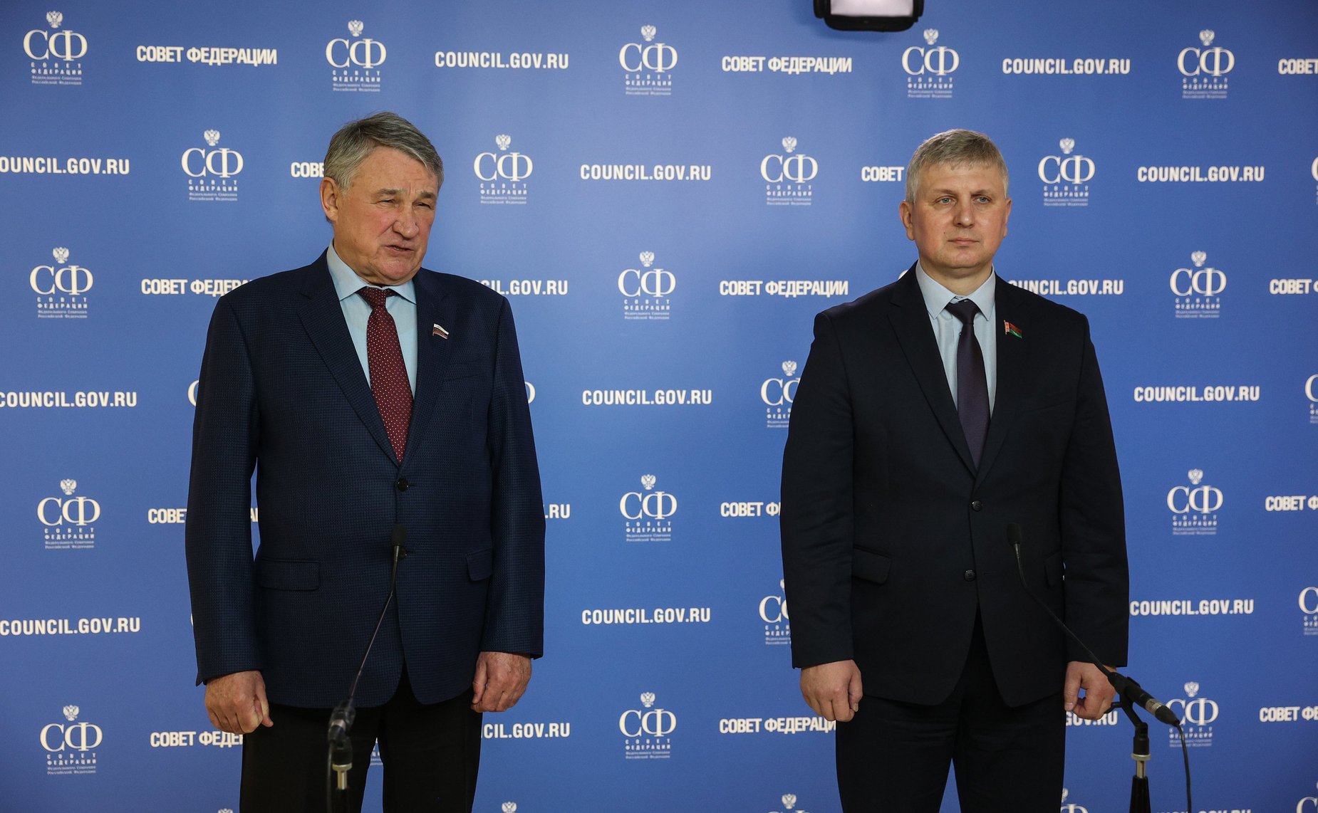 Пресс-подход по итогам совместного заседания российского и белорусского организационных комитетов X Форума регионов России и Беларуси