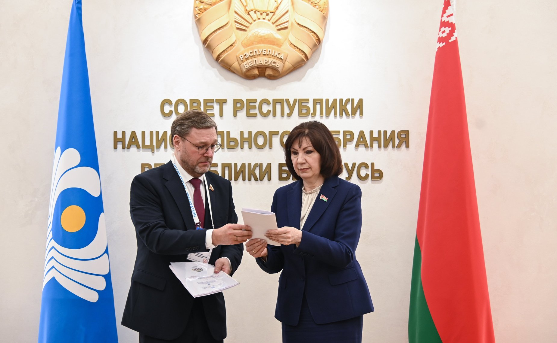 Российские законодатели в рамках визита провели встречу с Председателем Совета Республики Национального собрания Республики Беларусь Натальей Кочановой