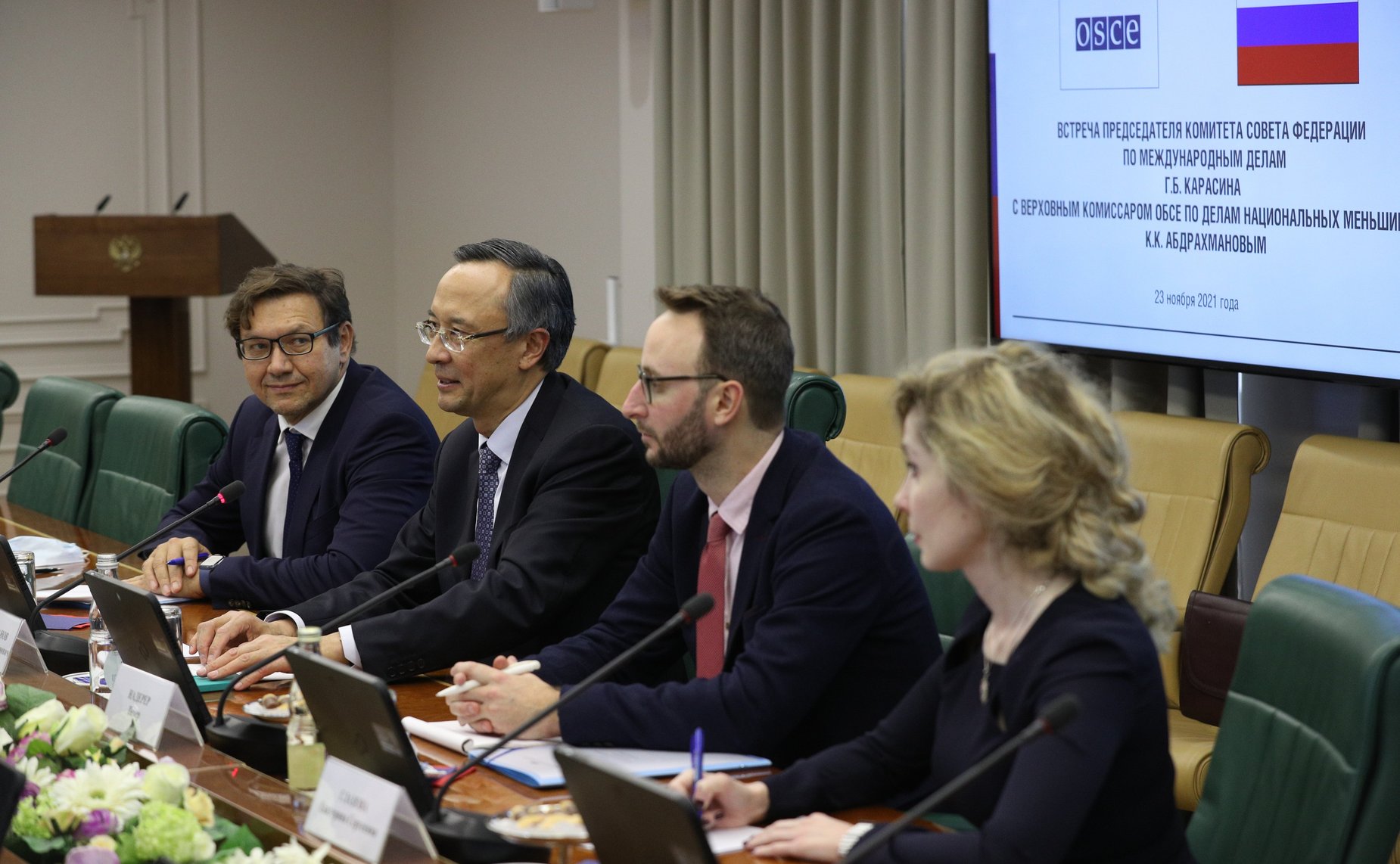 Встреча председателя Комитета СФ по международным делам Григория Карасина с Верховным комиссаром ОБСЕ по делам национальных меньшинств