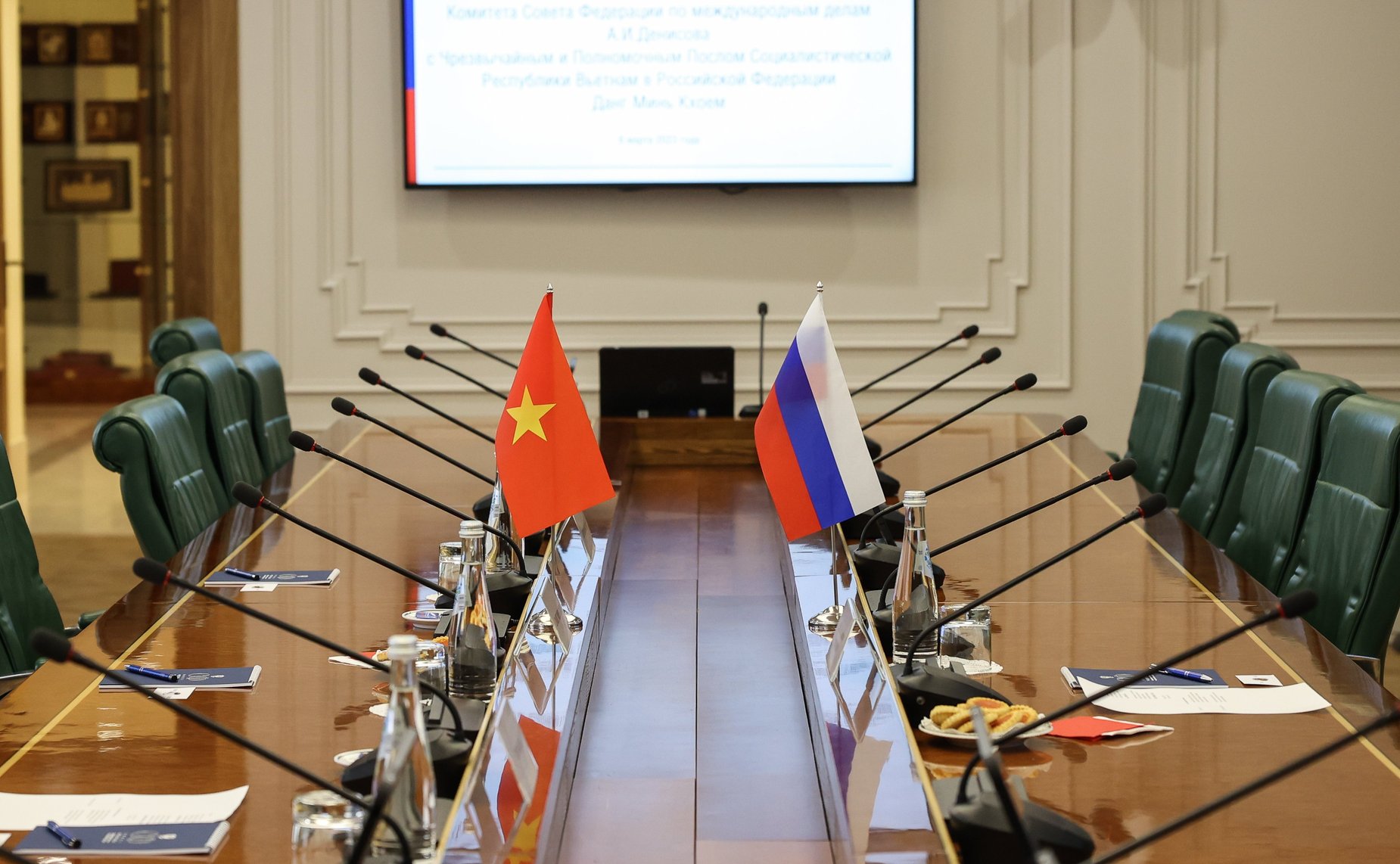 Встреча первого заместителя председателя Комитета СФ по международным делам Андрея Денисова с Чрезвычайным и Полномочным Послом Социалистической Республики Вьетнам в РФ