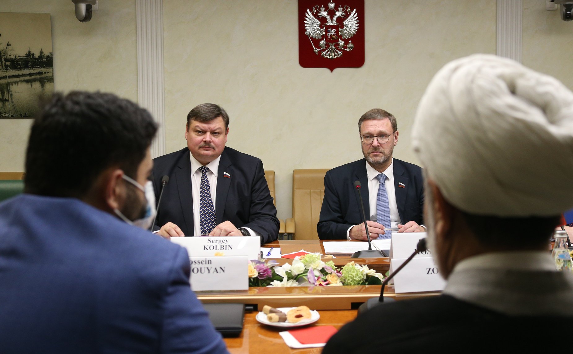 Встреча Константина Косачева с делегацией Комиссии по национальной безопасности и внешней политике Собрания Исламского Совета Исламской Республики Иран во главе с председателем М. Зольнури