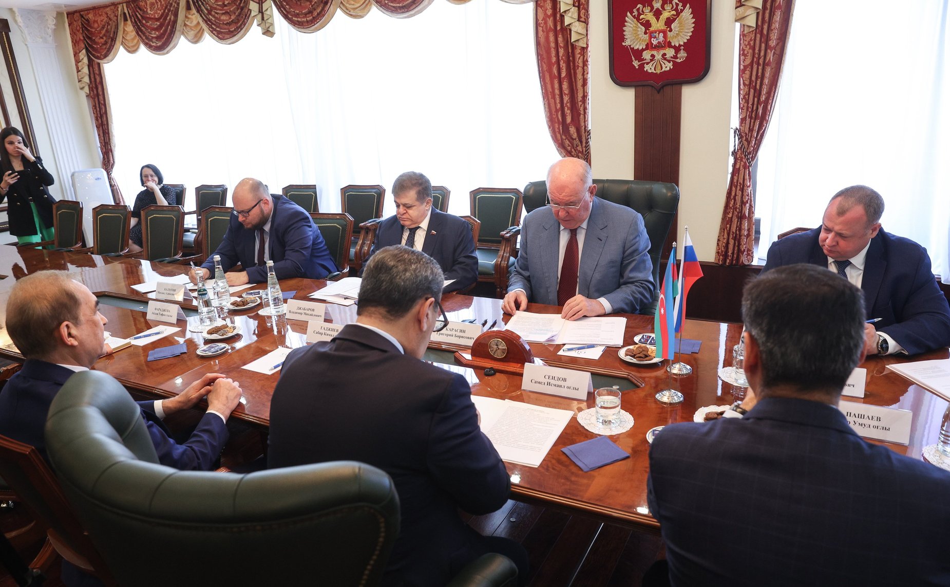 Встреча председателя Комитета СФ по международным делам Григория Карасина с делегацией Милли Меджлиса Азербайджанской Республики во главе с председателем Комитета по международным отношениям и межпарламентским связям