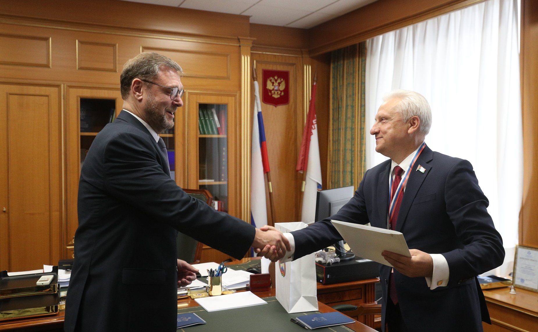 Константин Косачев встретился с председателем Комиссии Парламентского Собрания Союза Беларуси и России по вопросам внешней политики Сергеем Рачковым