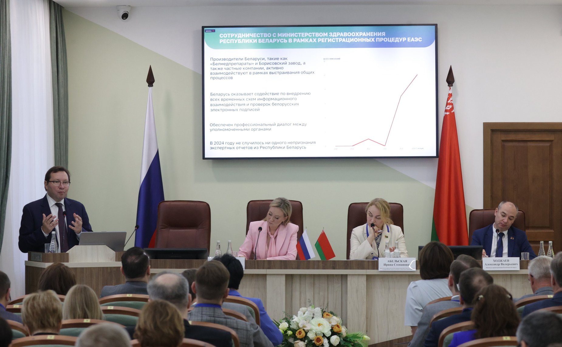 Ольга Забралова провела заседание секции на тему «Инновационная медицина и фармация в Союзном государстве: приоритетные направления и перспективы развития» (фото БЕЛТА)