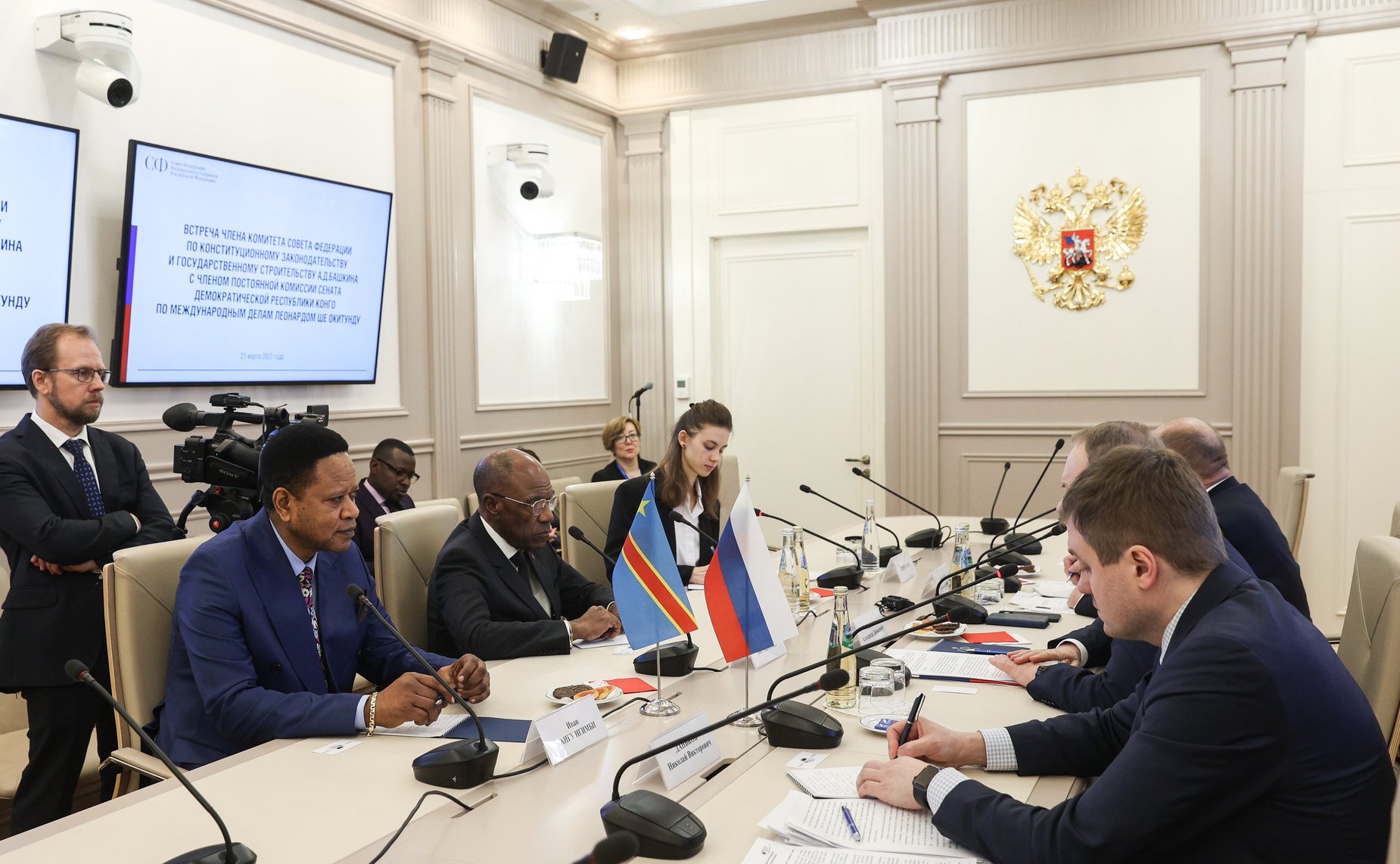 Встреча члена Комитета СФ по конституционному законодательству и государственному строительству Александра Башкина с членом постоянной Комиссии Сената Демократической Республики Конго по международным делам