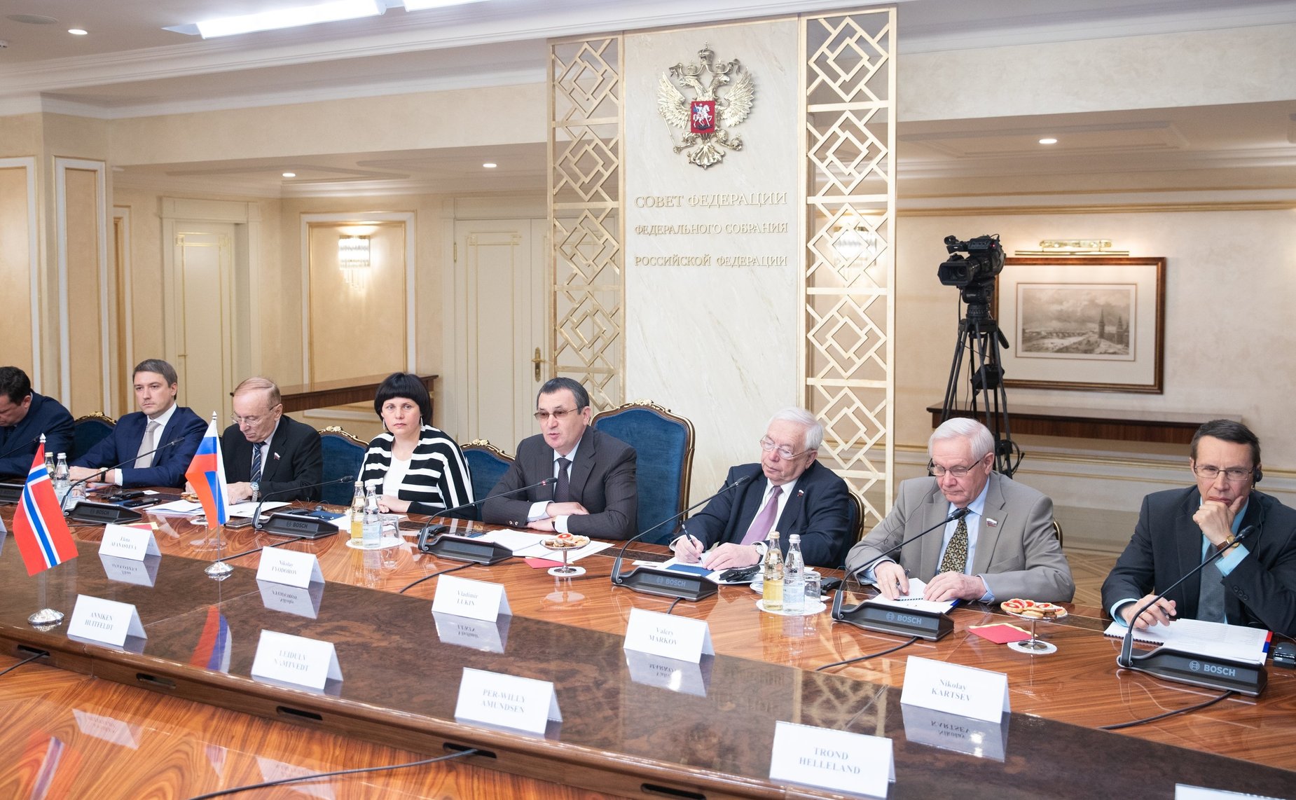 Встреча первого заместителя Председателя Совета Федерации Николая Федорова с председателем Комитета по вопросам внешней политики и обороны Стортинга Королевства Норвегия Анникен Хюитфельдт