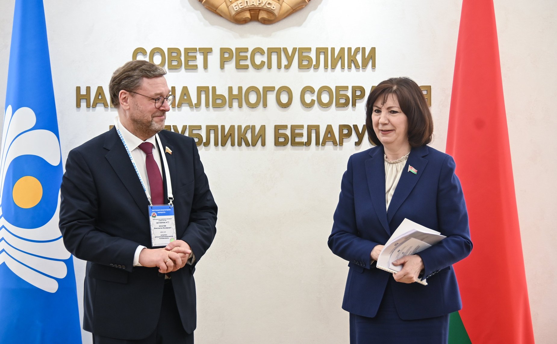 Российские законодатели в рамках визита провели встречу с Председателем Совета Республики Национального собрания Республики Беларусь Натальей Кочановой