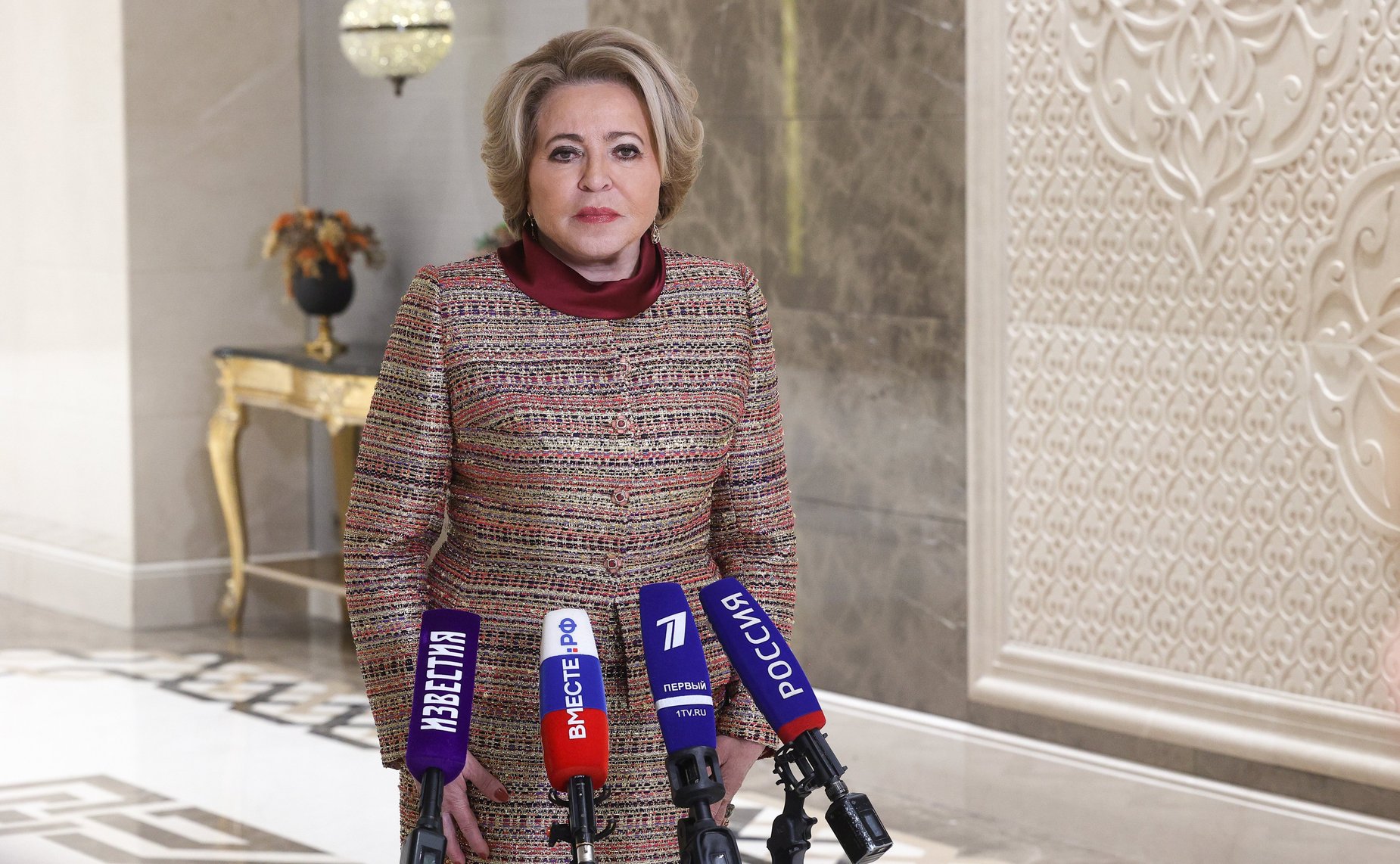 Пресс-подход Председателя Совета Федерации Валентины Матвиенко по итогам встречи с Президентом Турецкой Республики Реджепом Тайипом Эрдоганом