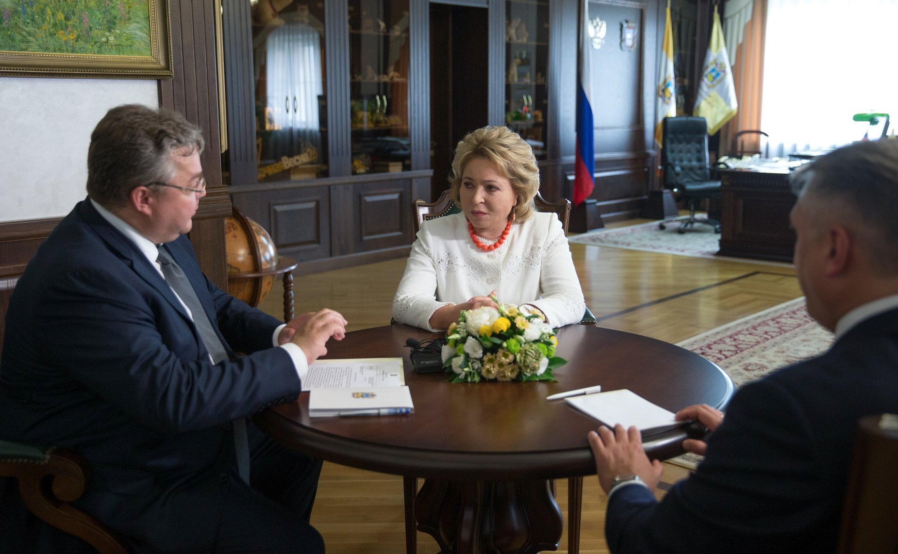 Встреча В. Матвиенко с губернатором Ставропольского края В. Владимировым и полномочным представителем Президента РФ в Северо-Кавказском федеральном округе А. Матовниковым