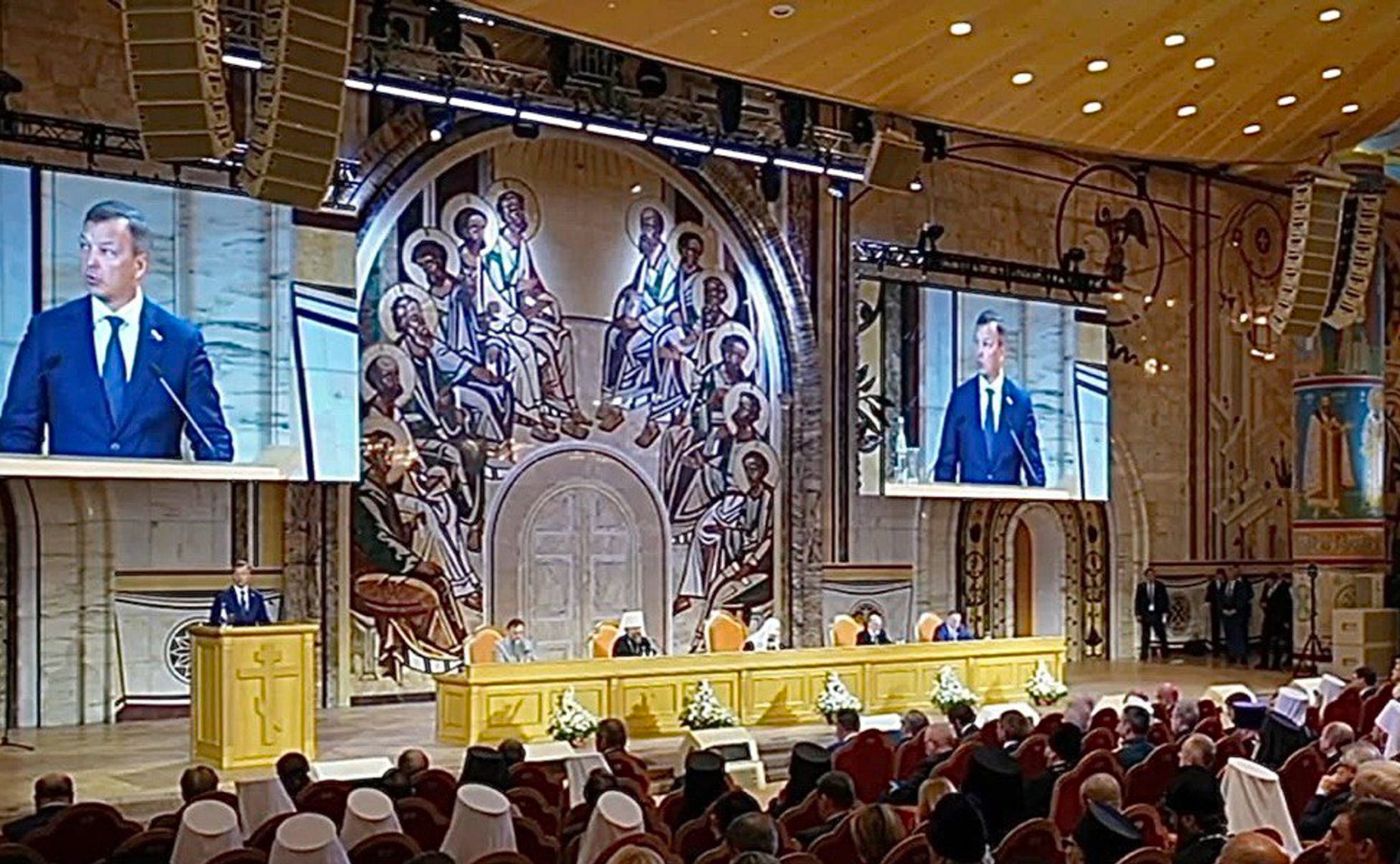 Первый заместитель Председателя Совета Федерации Андрей Яцкин выступил на пленарном заседании XXVII Всемирного Русского Народного Собора на тему «К 80-летию Победы. Защитники Отечества: военный и духовный подвиг»