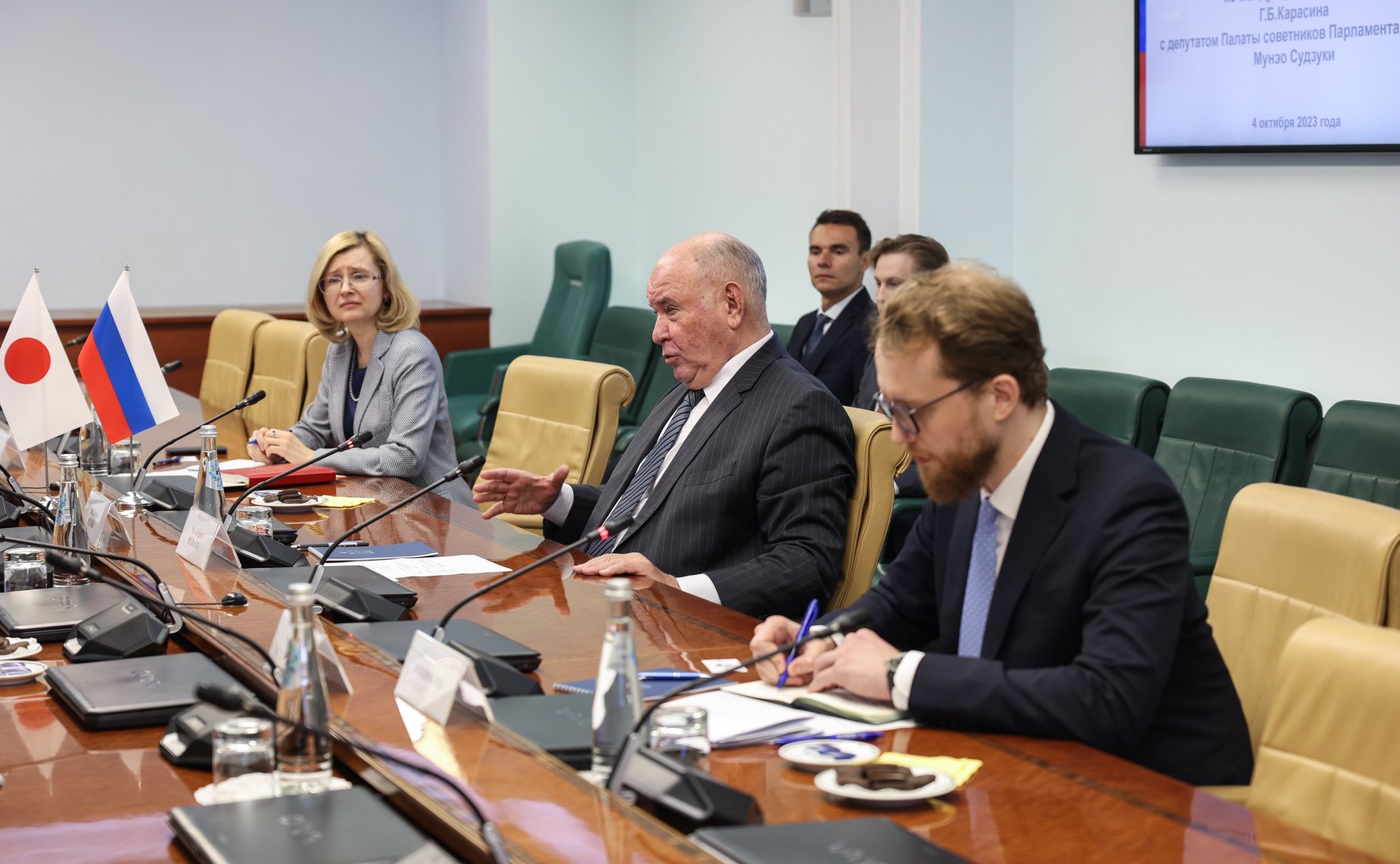 Встреча председателя Комитета СФ по международным делам Григория Карасина с депутатом Палаты советников Парламента Японии Мунэо Судзуки