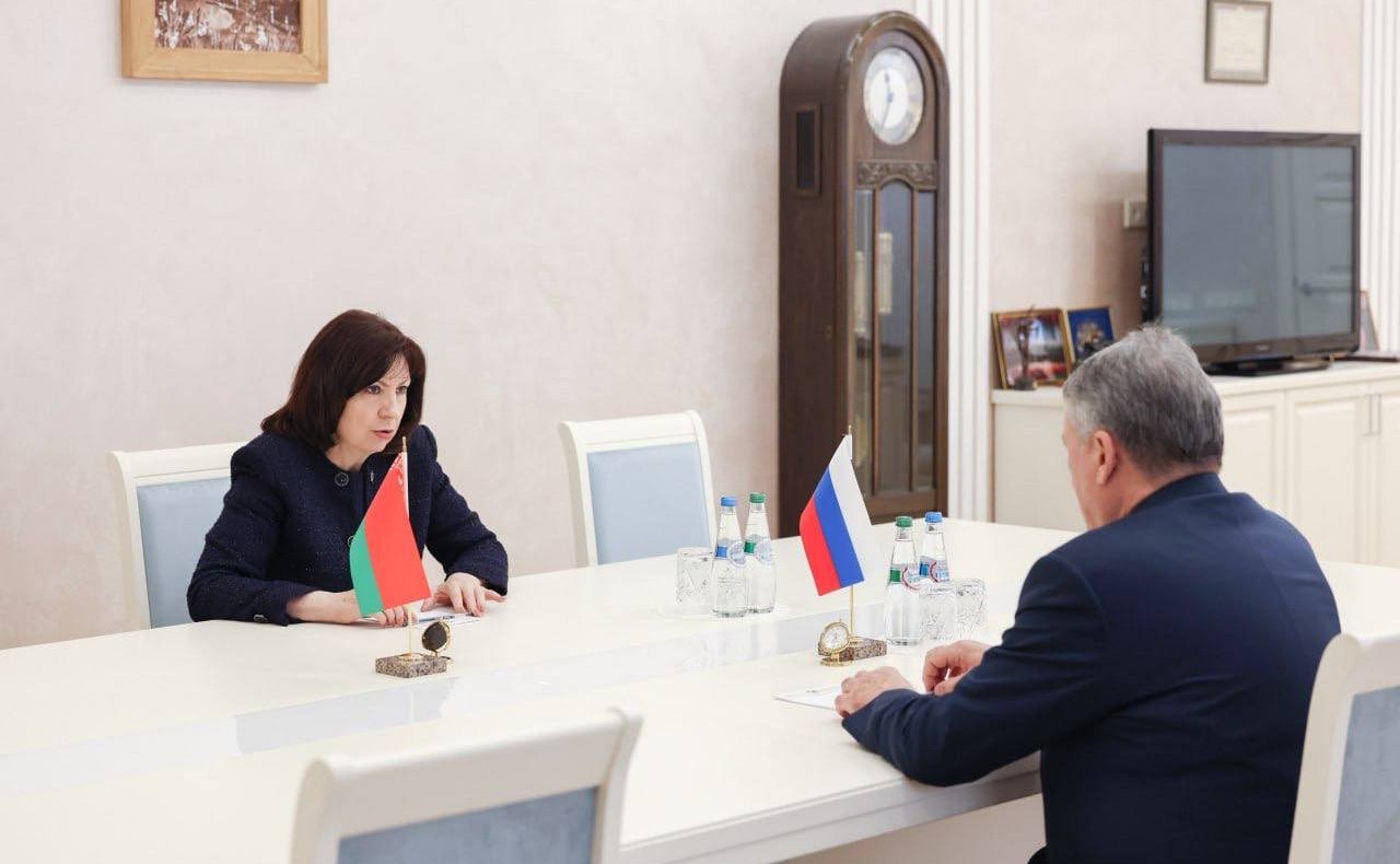 Встреча заместителя Председателя Совета Федерации Юрия Воробьева и Председателя Совета Республики Национального собрания Республики Беларусь Натальи Кочановой