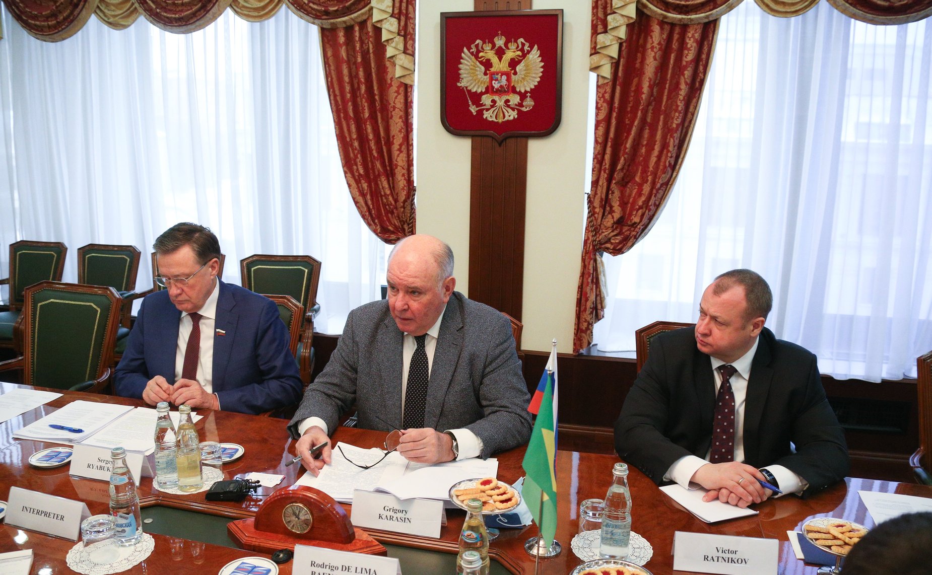Встреча председателя Комитета СФ по международным делам Григория Карасина с Чрезвычайным и Полномочным послом Федеративной Республики Бразилия в РФ Родриго де Лимой Баэной Соаресом