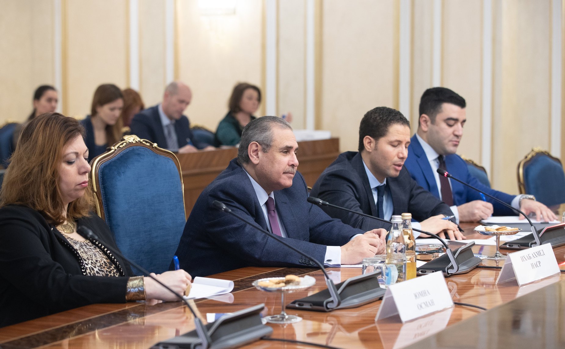 Встреча Константина Косачева с Чрезвычайным и Полномочным Послом Арабской Республики Египет в РФ Ихабом Насром