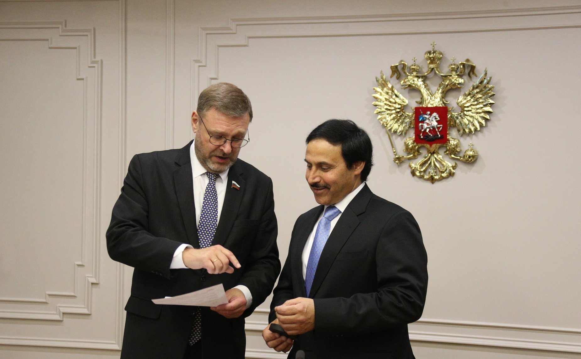 Встреча заместителя Председателя СФ Константина Косачева с Чрезвычайным и Полномочным Послом Государства Катар в РФ Ахмедом Бен Насером Аль Тани