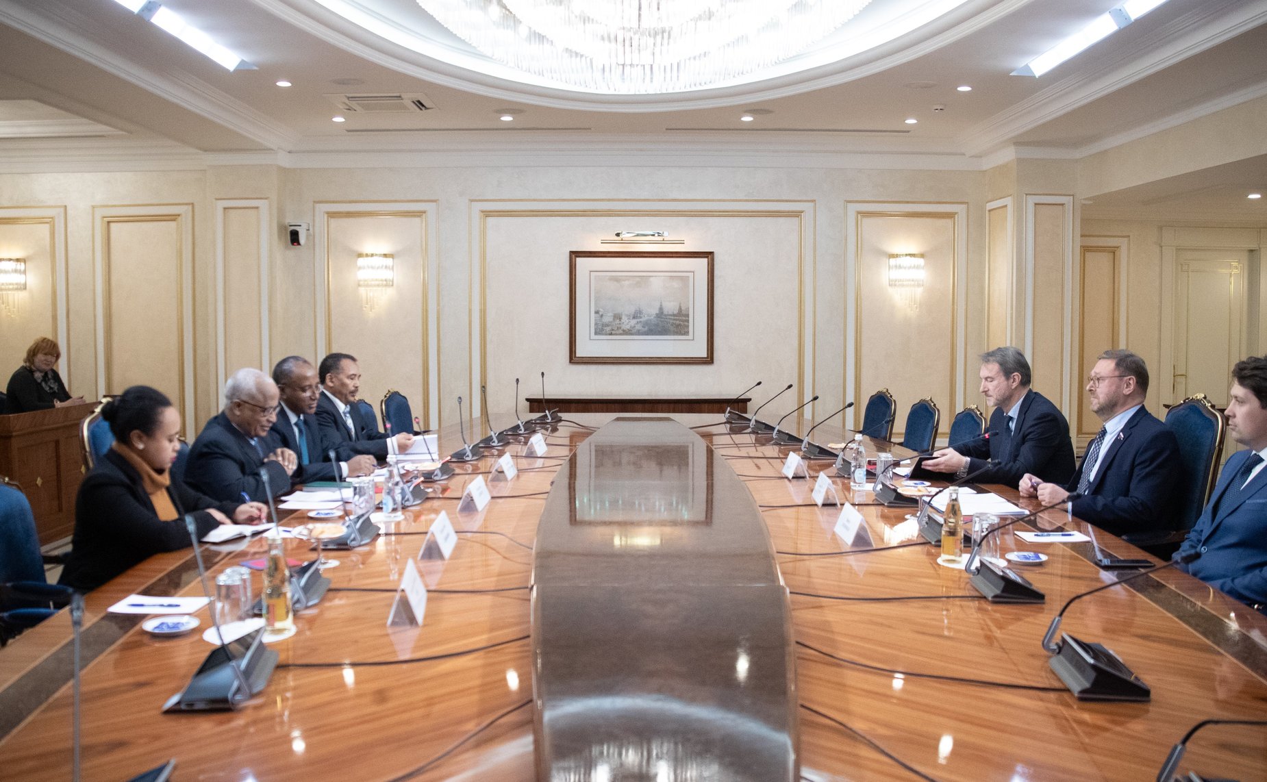 Встреча К. Косачева с делегацией Посольства Республики Эфиопии во главе с Чрезвычайным и Полномочным послом Алемайеху Тегену