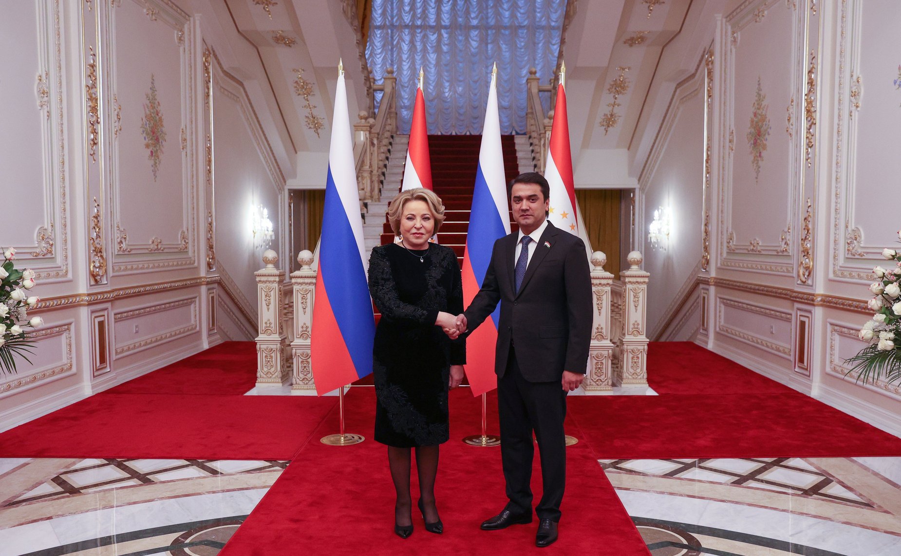 Встреча Председателя Совета Федерации Валентины Матвиенко с Председателем Маджлиси милли Маджлиси Оли Республики Таджикистан Рустами Эмомали