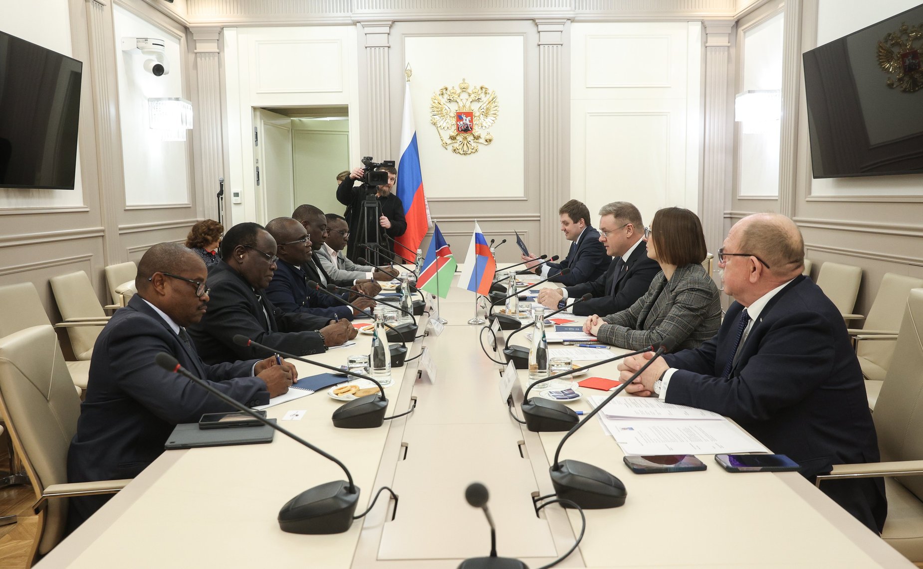 Встреча первого заместителя председателя Комитета СФ по бюджету и финансовым рынкам Николая Любимова с делегацией Национального совета Республики Намибии