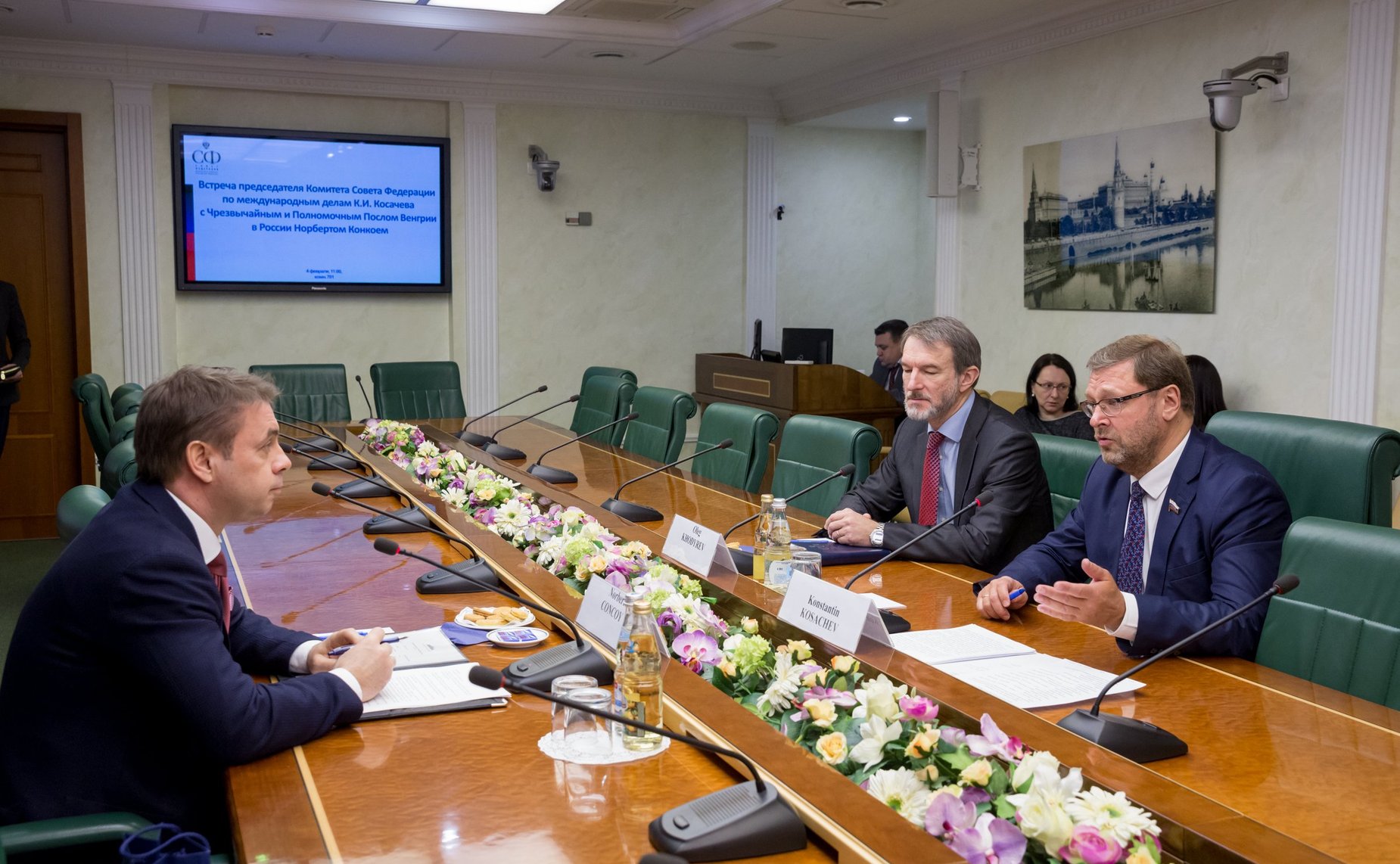 Встреча К. Косачева c Послом Венгрии в РФ Н. Конкоем