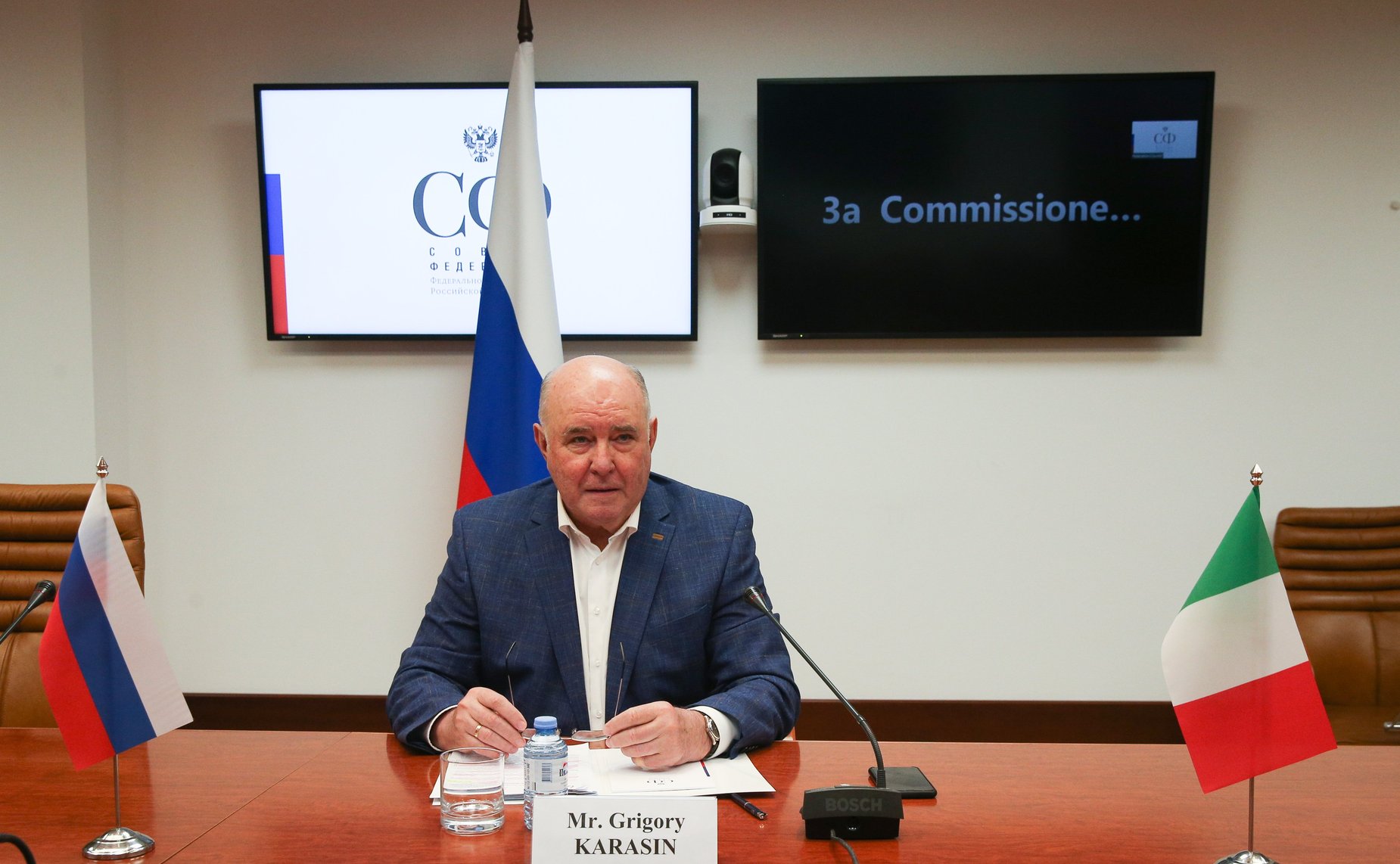 Встреча Григория Карасина с председателем Комиссии по иностранным делам и миграции Сената Итальянской Республики Вито Петрочелли