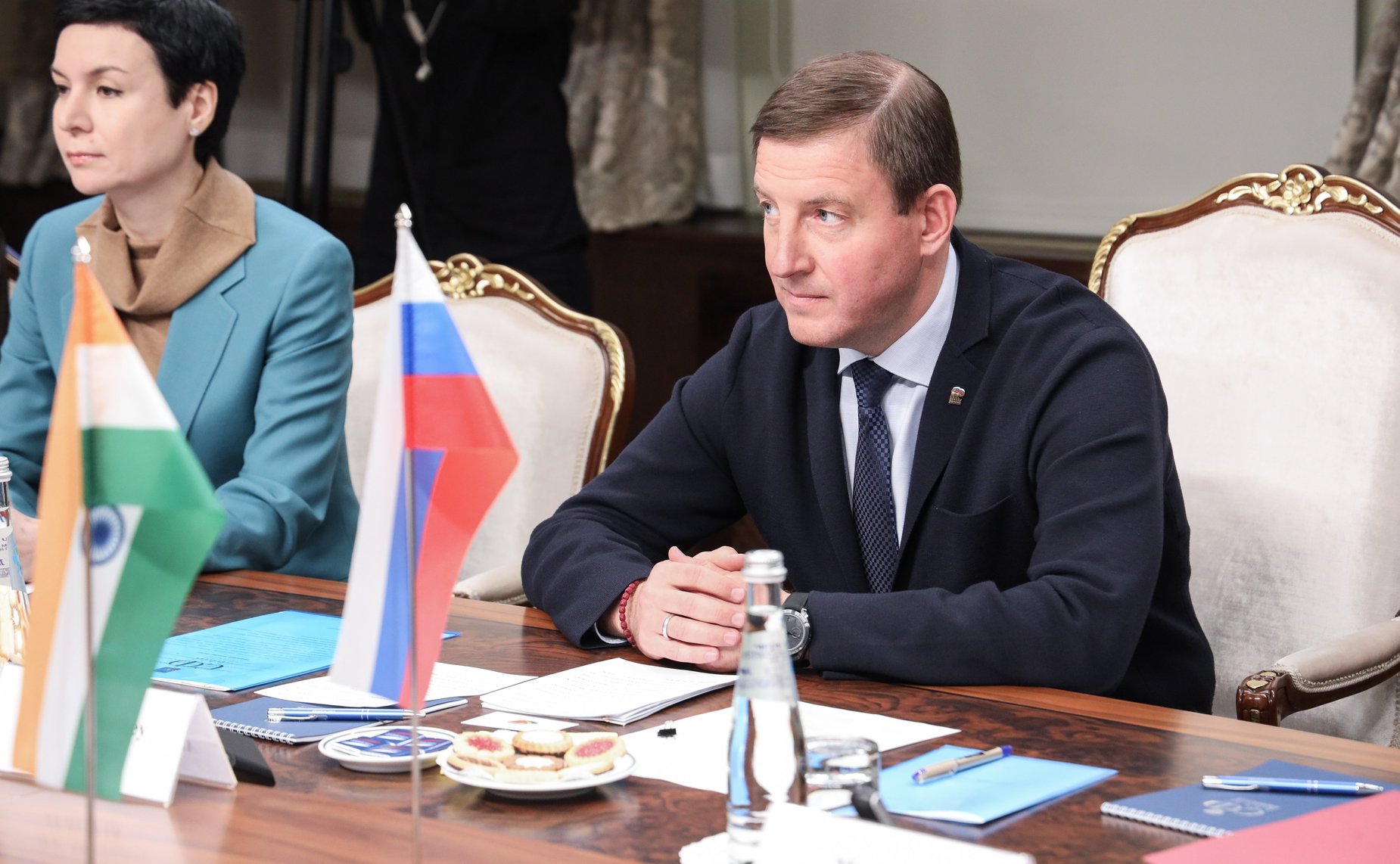 Встреча первого заместителя Председателя СФ Андрея Турчака с Чрезвычайным и Полномочным Послом Республики Индии в РФ Паваном Капуром