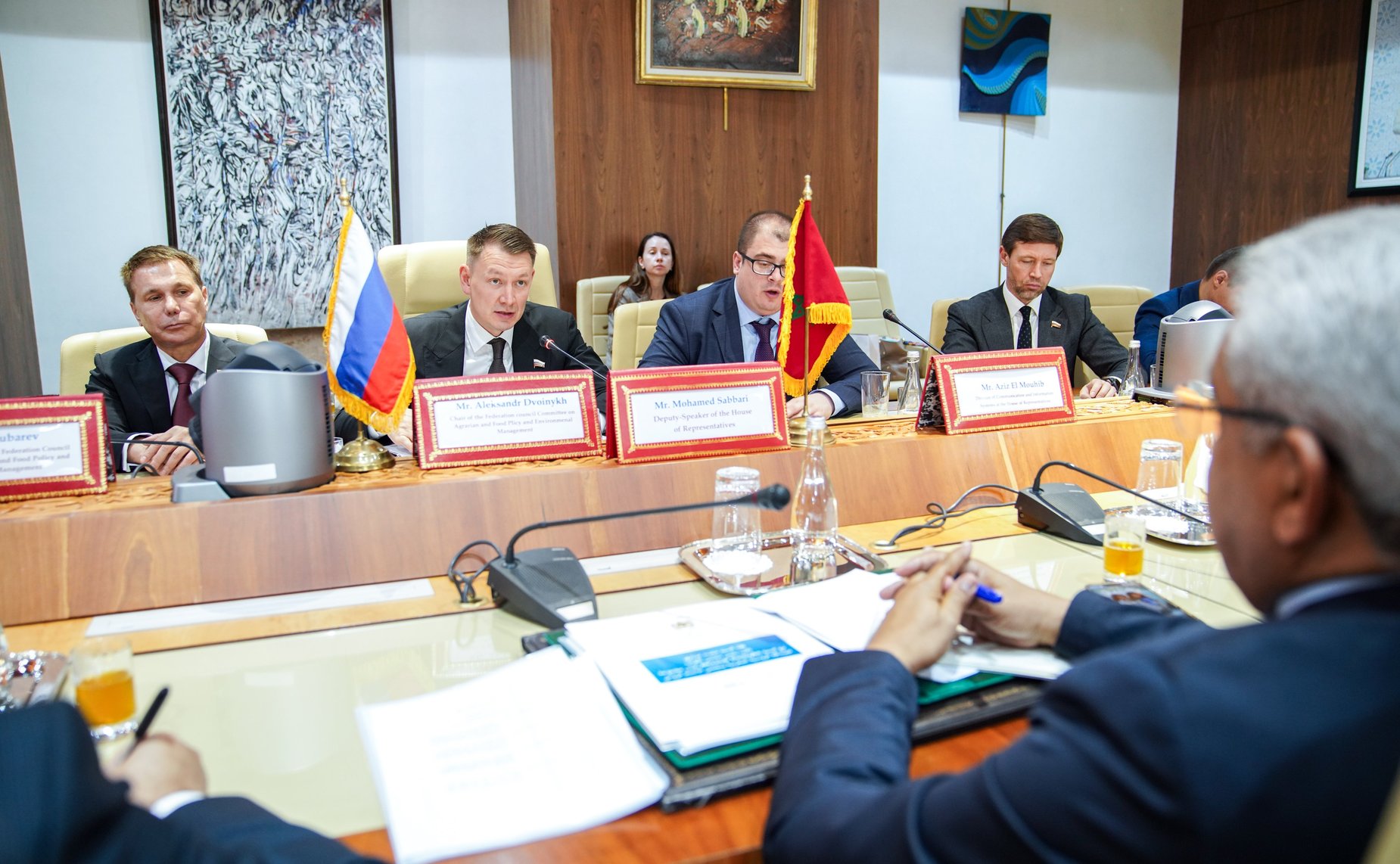 Участие делегации Совета Федерации в заседании группы по сотрудничеству Совета Федерации с Палатой советников Королевства Марокко. Встреча с первым заместителем Председателя Палаты представителей Королевства Марокко Мохамедом Саббари