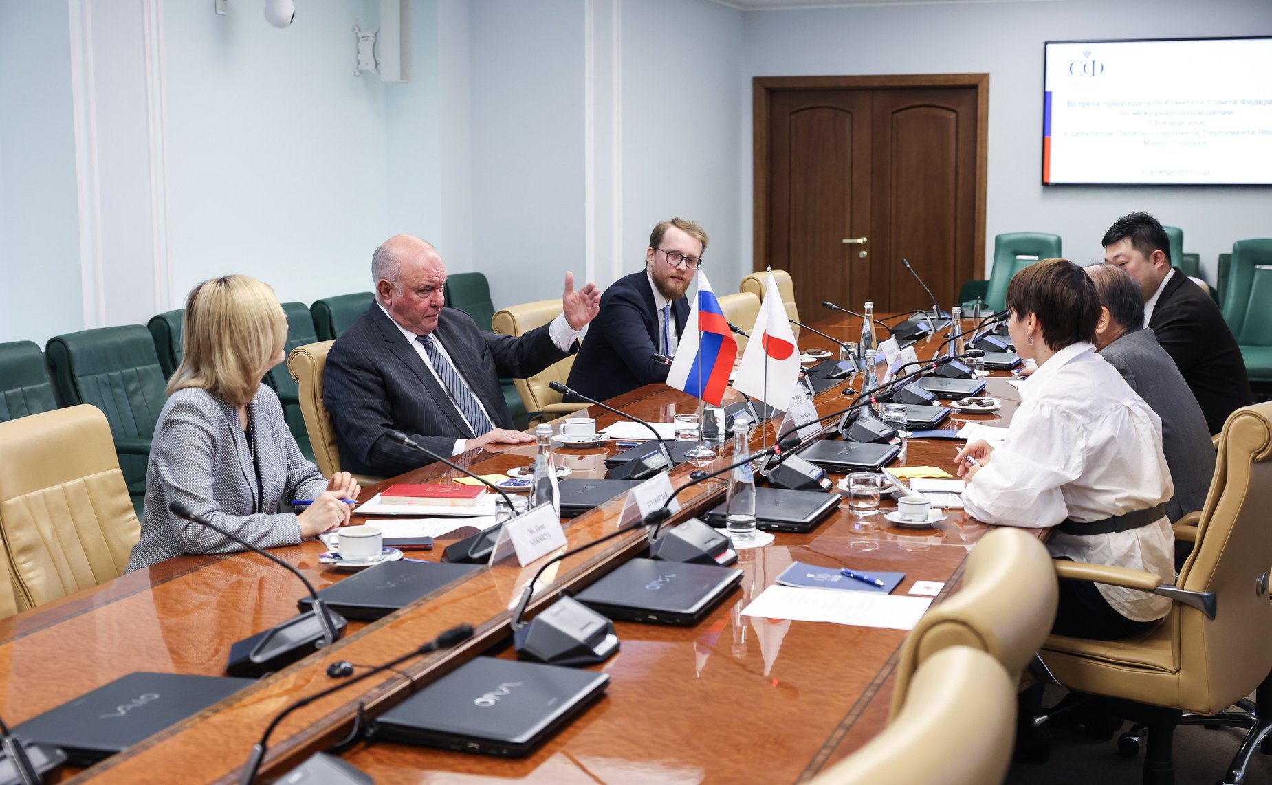 Встреча председателя Комитета СФ по международным делам Григория Карасина с депутатом Палаты советников Парламента Японии Мунэо Судзуки