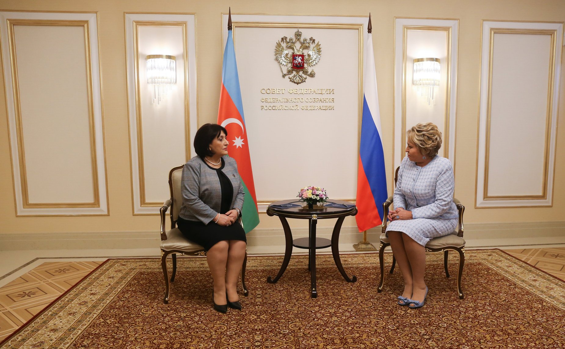 Встреча Валентины Матвиенко с Председателем Милли Меджлиса Азербайджанской Республики Сахибой Гафаровой