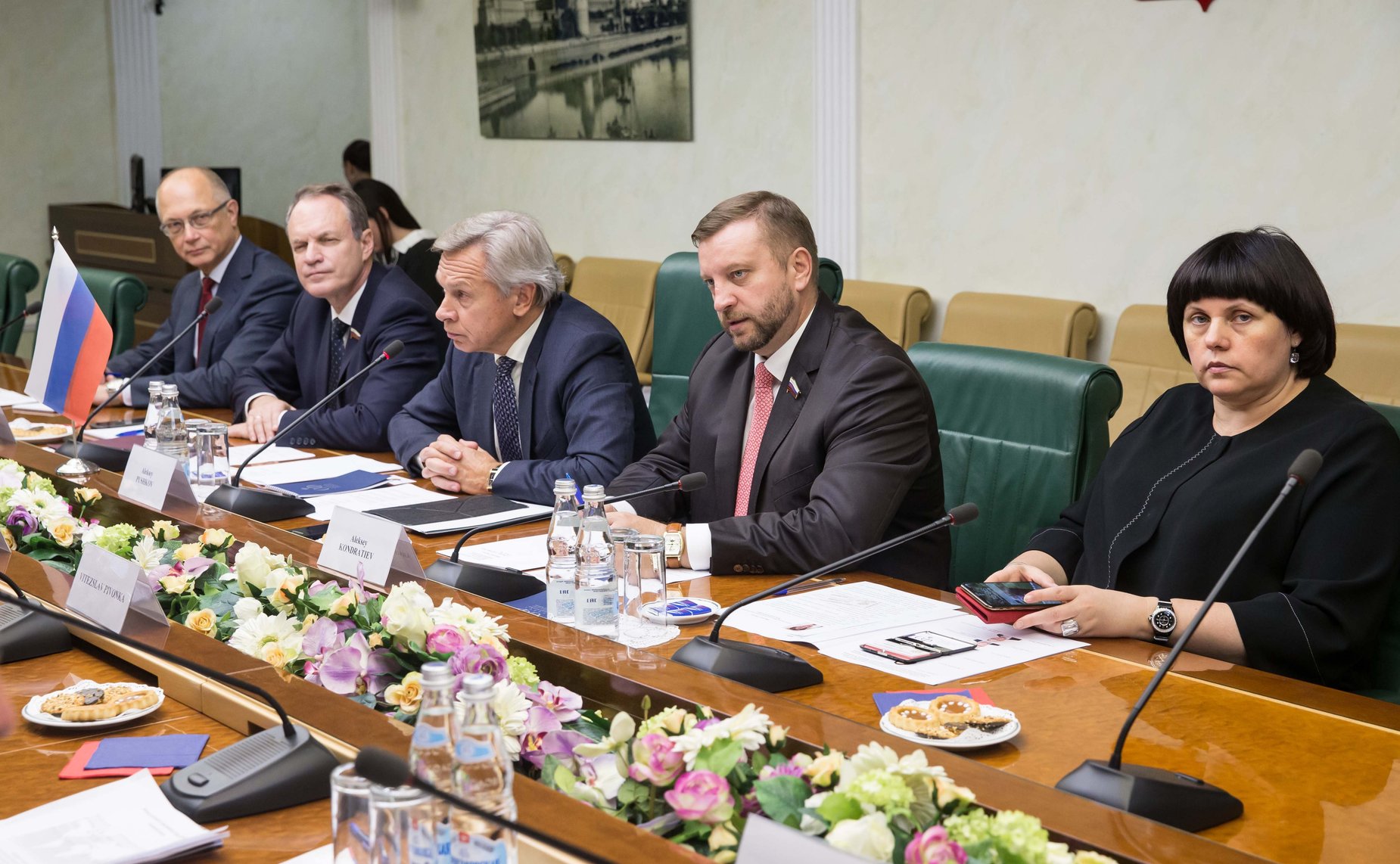 Встреча А. Пушкова с заместителем Председателя Сената Парламента Чешской Республики Милушей Горской