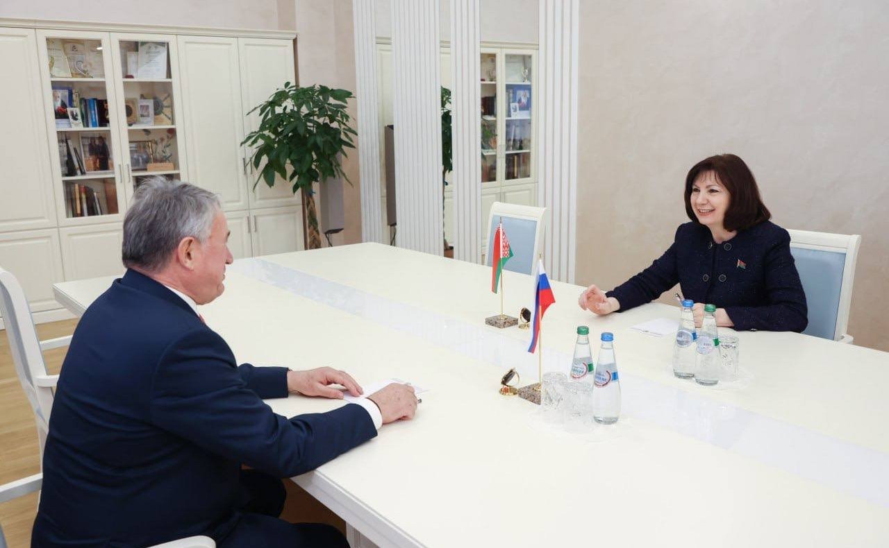 Встреча заместителя Председателя Совета Федерации Юрия Воробьева и Председателя Совета Республики Национального собрания Республики Беларусь Натальи Кочановой