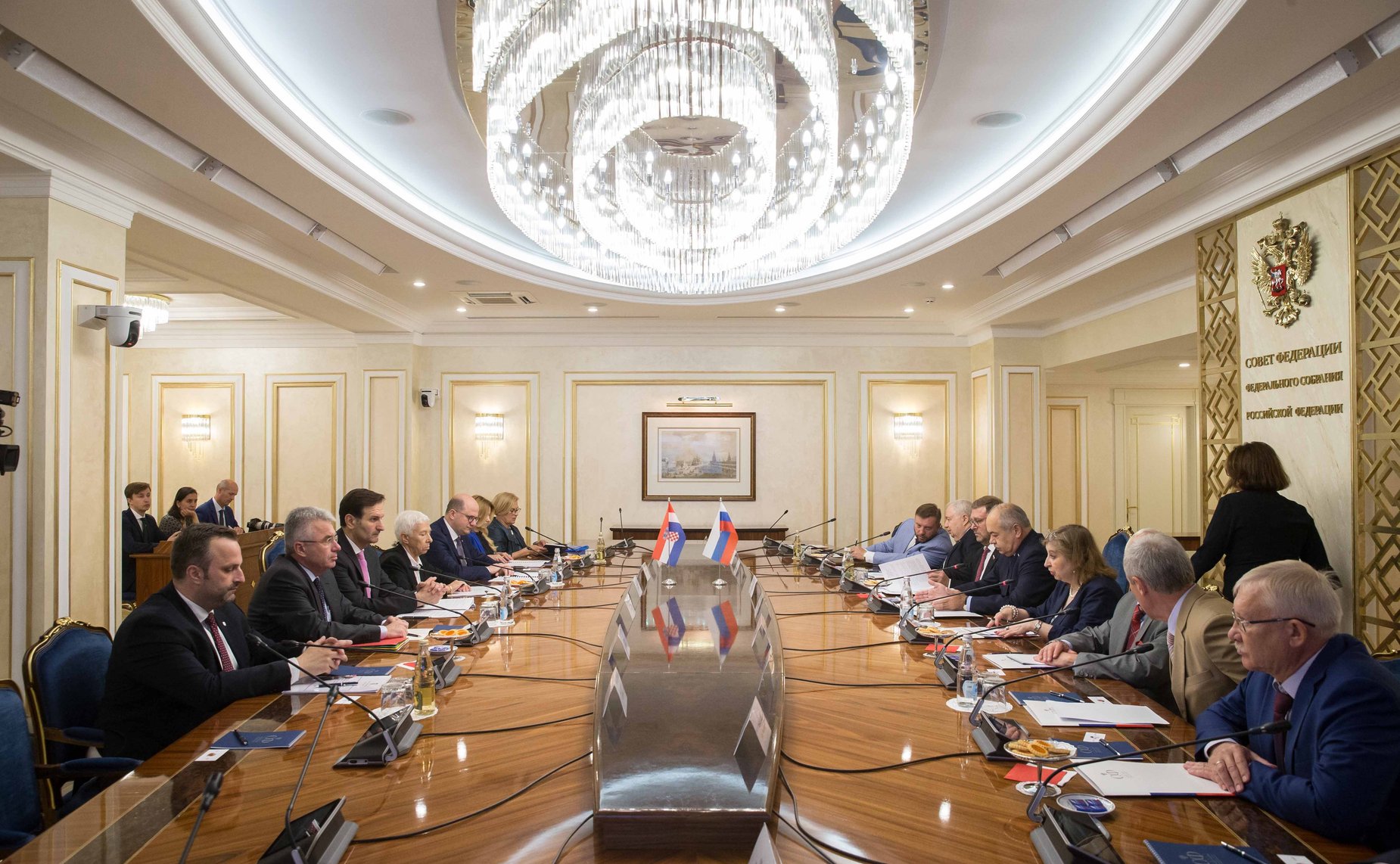 Встреча Ильяса Умаханова и Константина Косачева с делегацией Комитета Хорватского сабора по внешней политике во главе с председателем Комитета Миро Ковачем